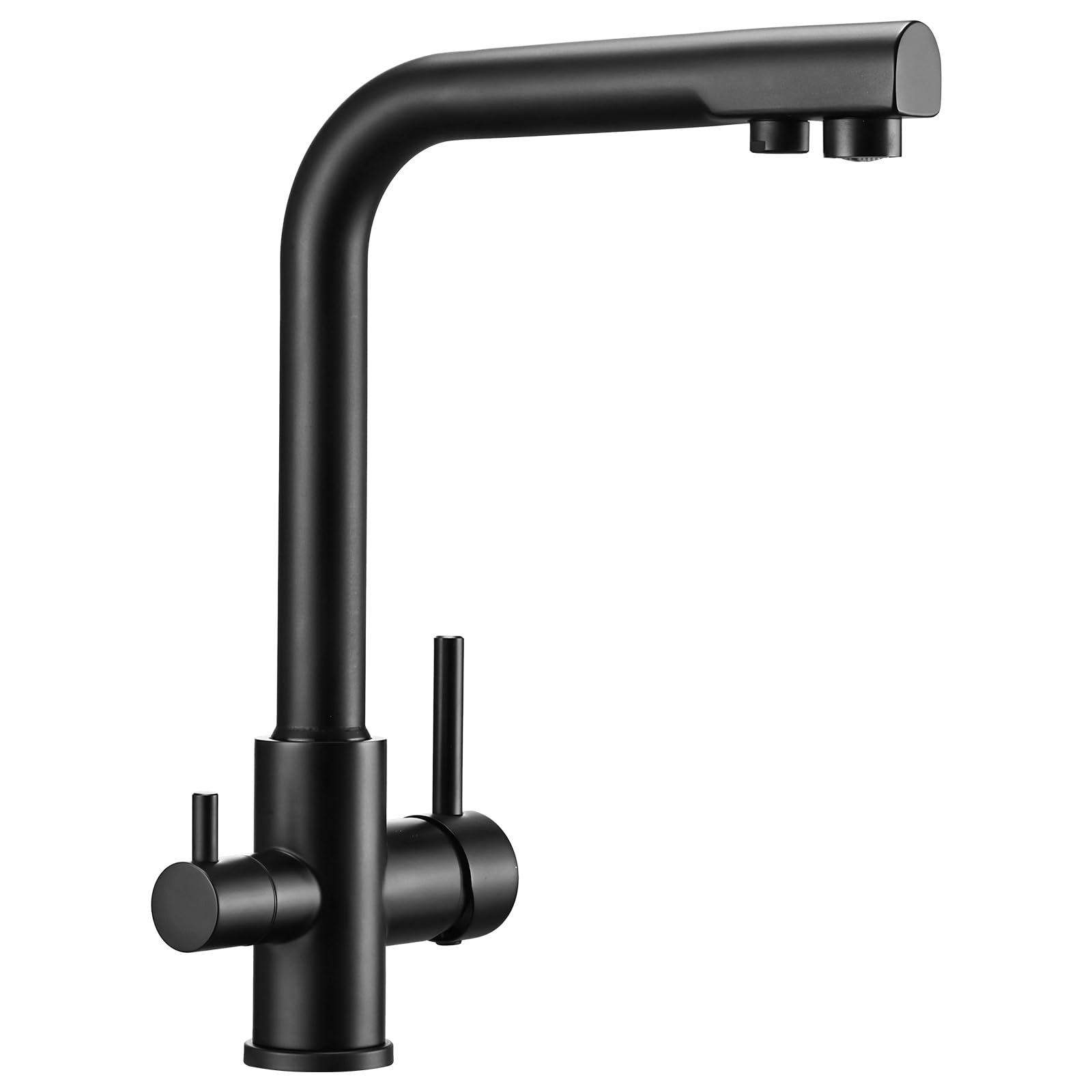 Rubinetto da Cucina a 3 Vie Girevole 360°, Nero Opaco
