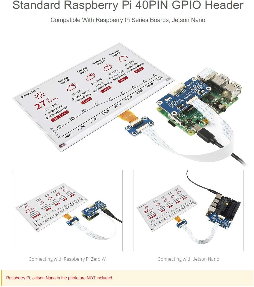 Waveshare 7.5inch E-Paper Display HAT (B) 800x480 - immagine 5
