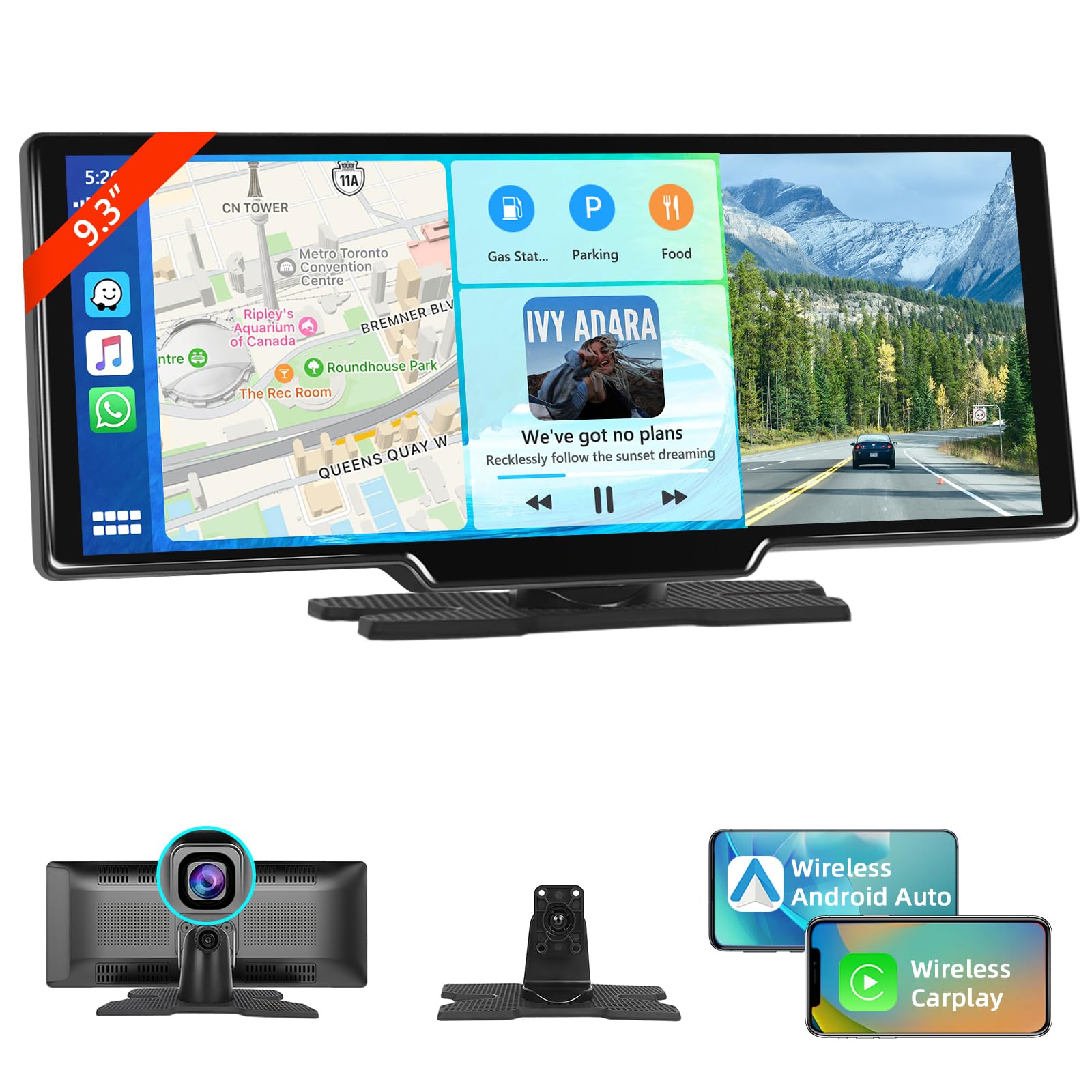 Motorsi Autoradio Portatile Wireless Carplay Android Auto 9,3"