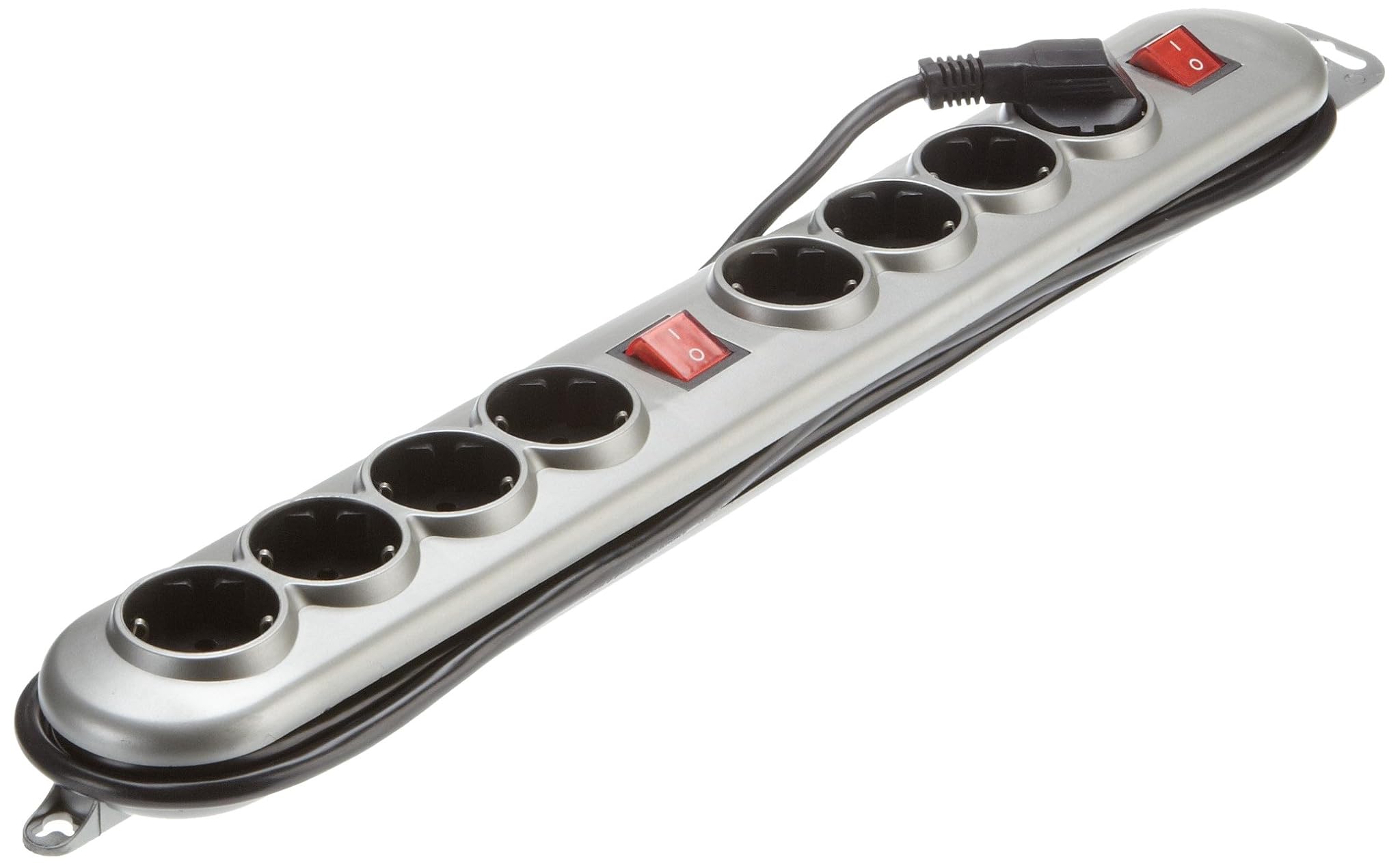 UNITEC Silver – Line Ciabatta elettrica 2 x 4 prese con interruttore