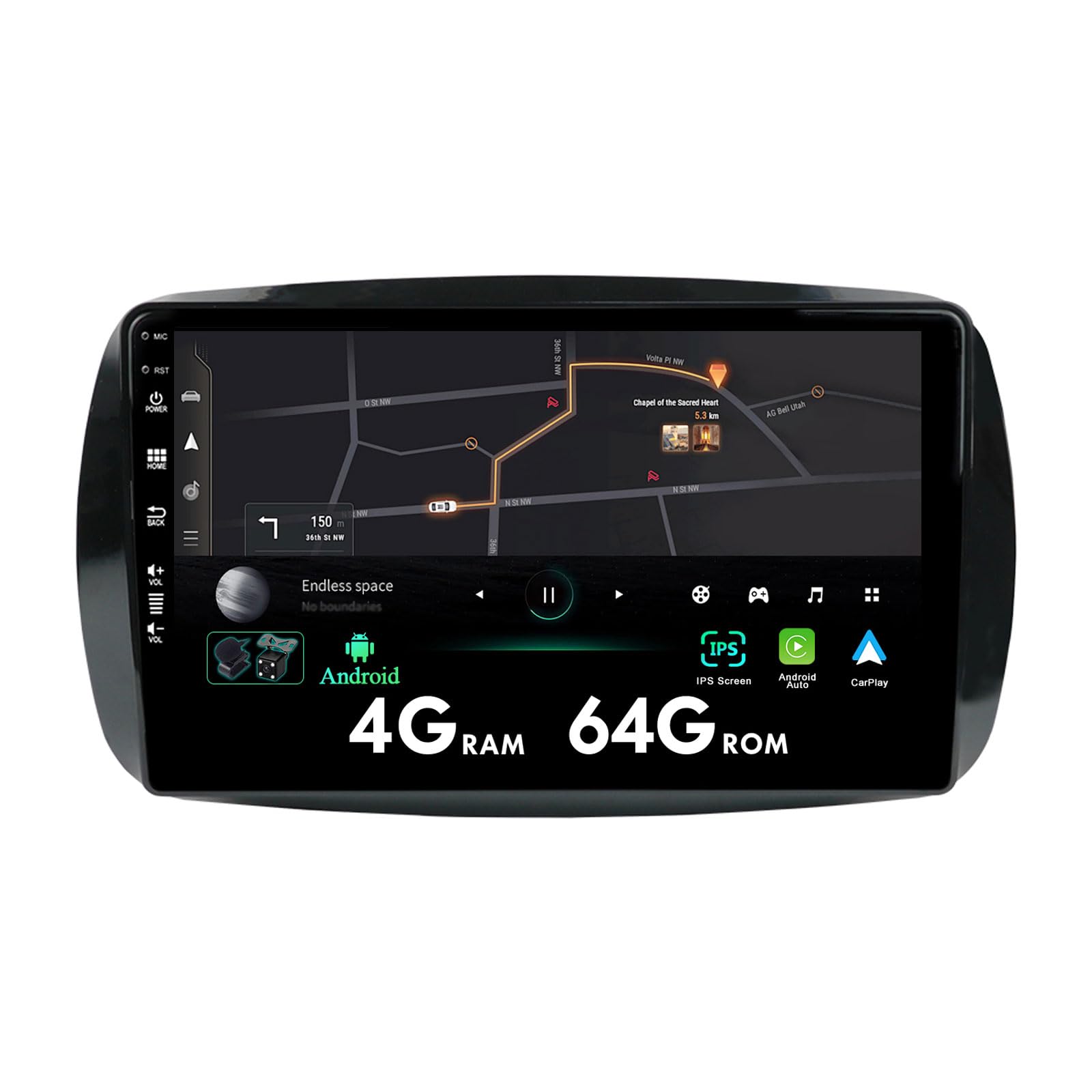 Misonda Autoradio Android Doppio DIN per Smart 453 Fortwo