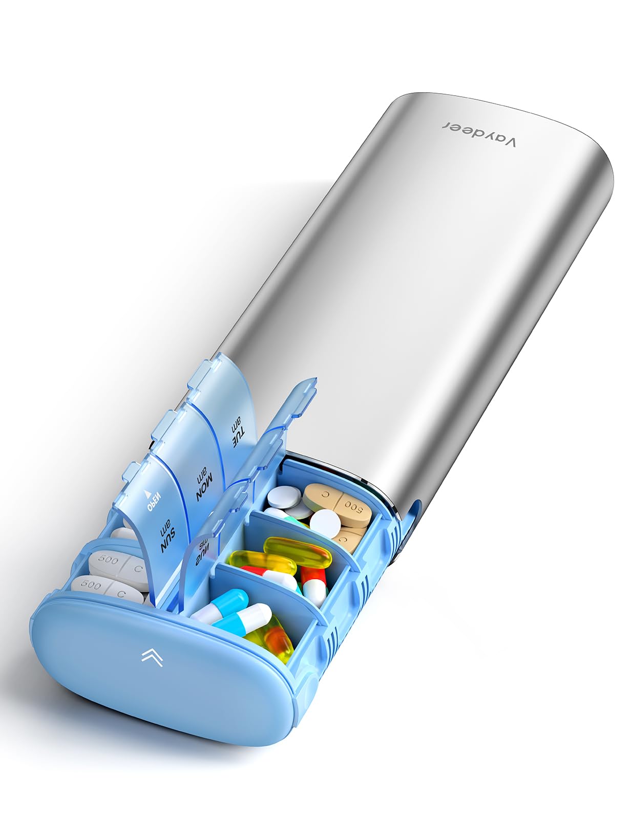 Vaydeer Portapillole Settimanale 7 Giorni, Argento