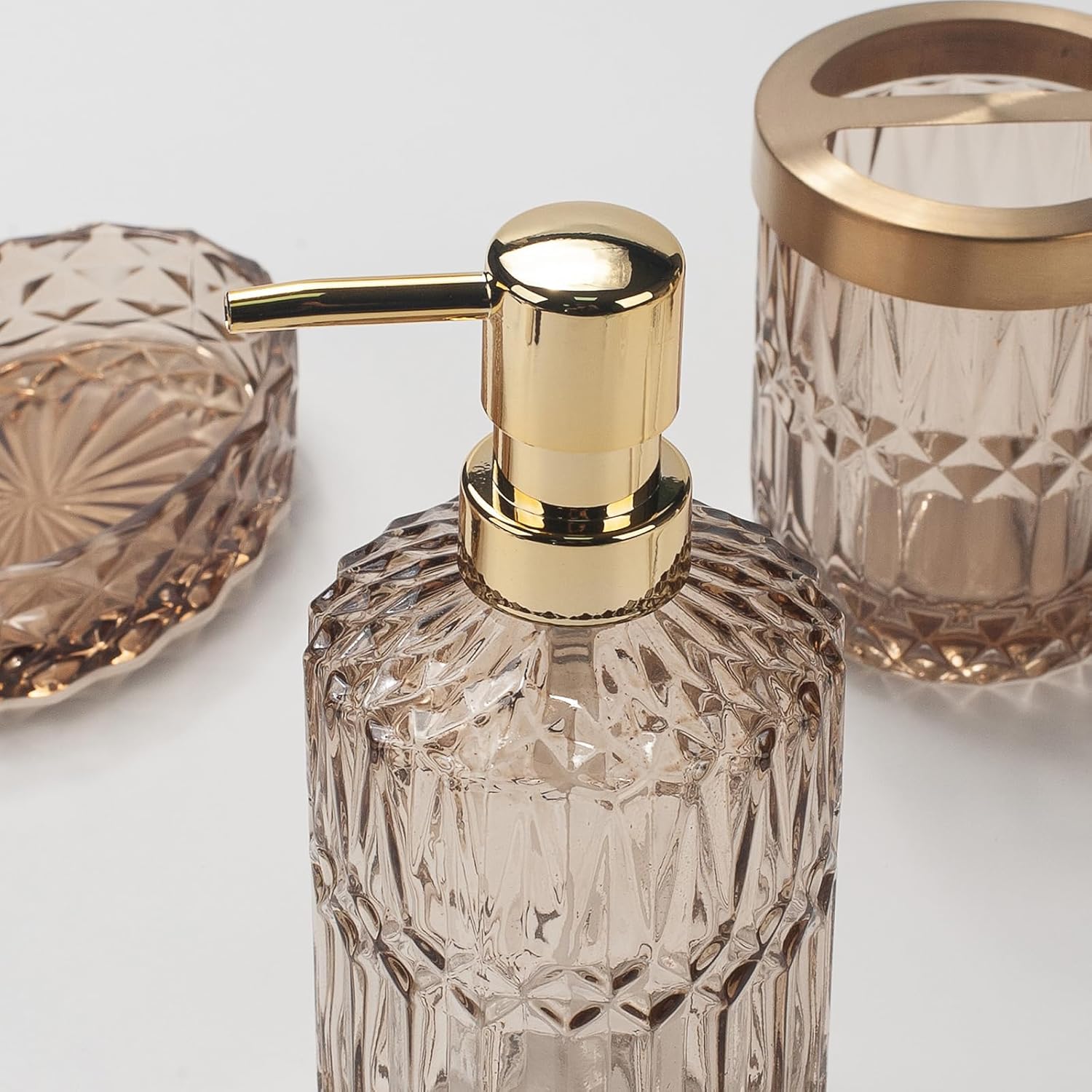 Ivailex Set 5 Accessori Bagno in Vetro Marrone - immagine 6