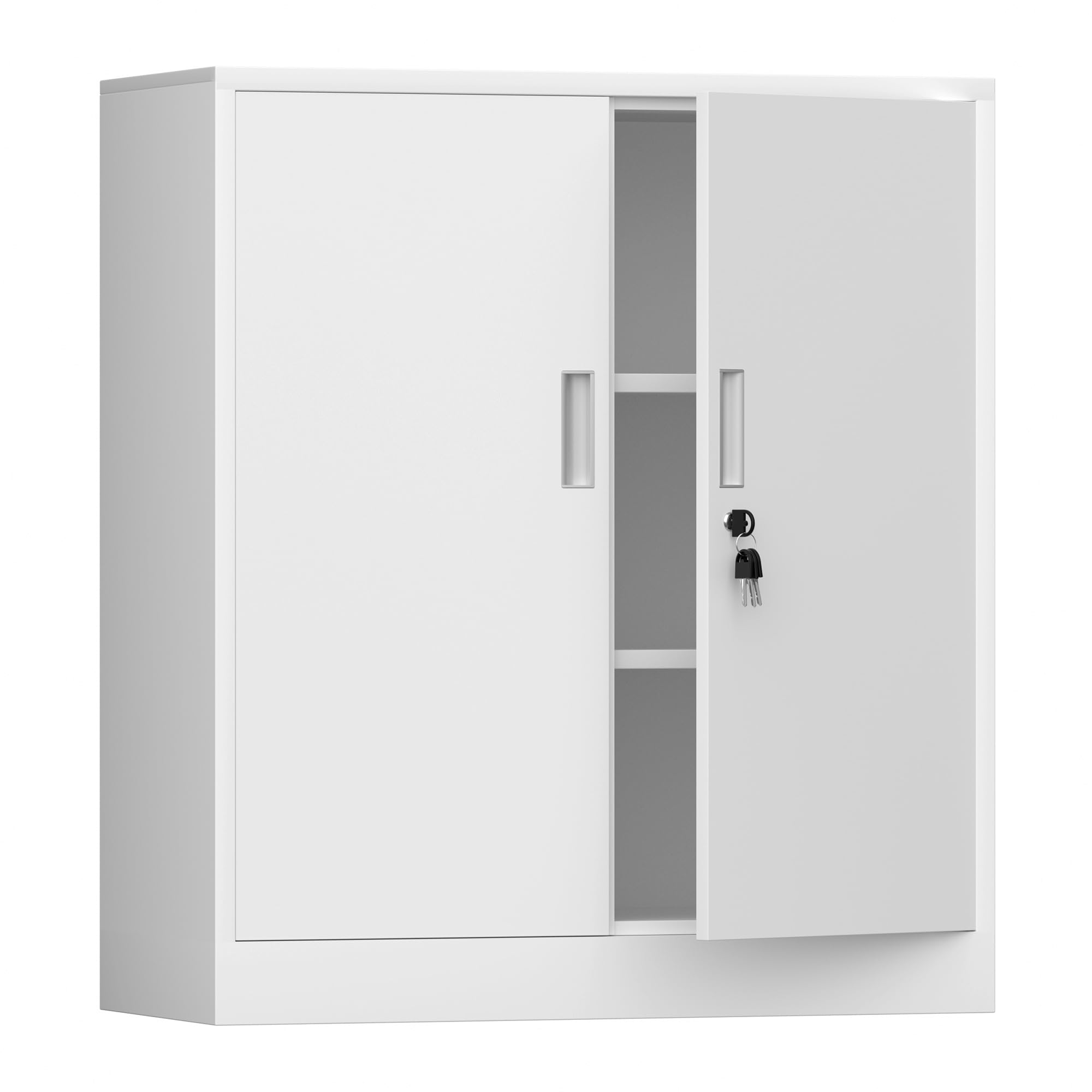 Ijingur Armadietto Portaoggetti Metallo con Ante Bloccabili, Bianco