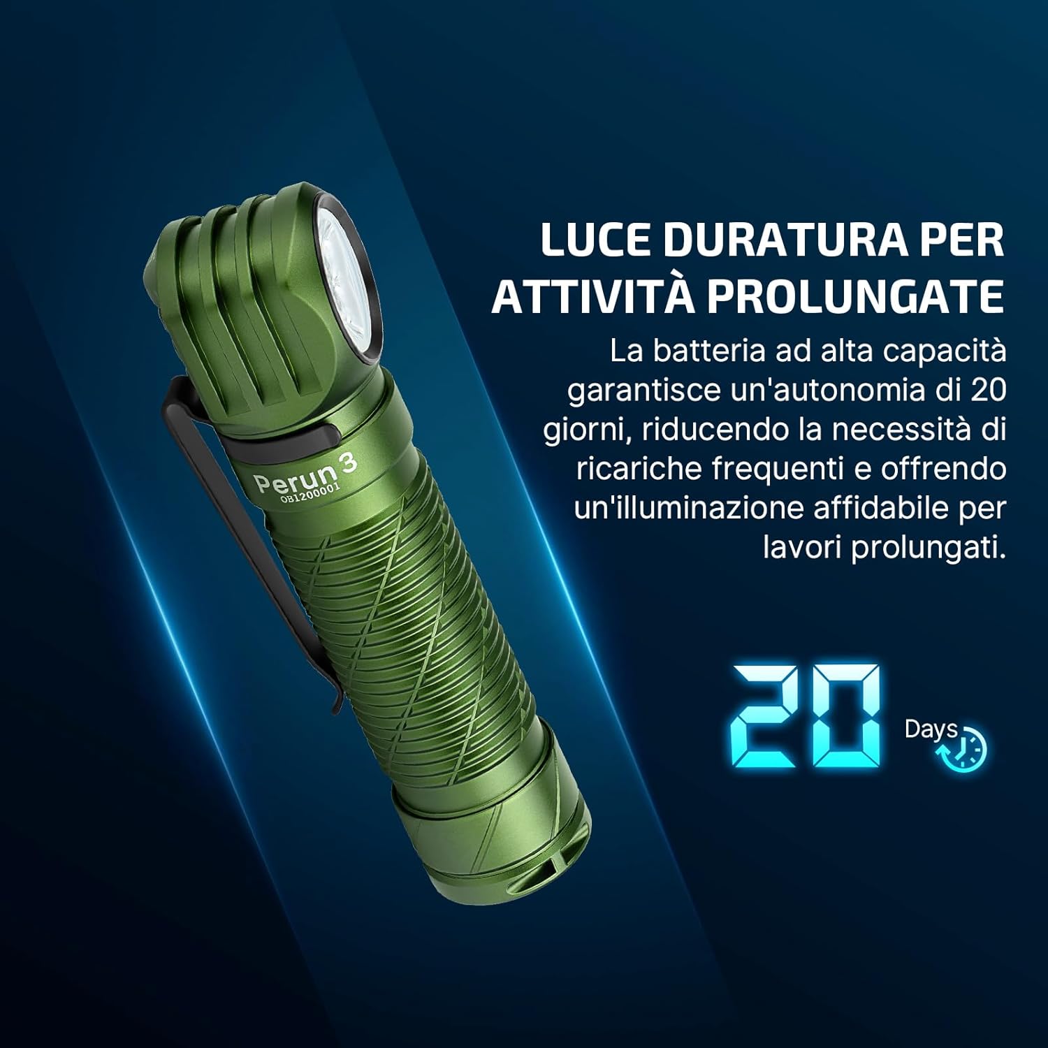 OLIGHT Perun 3 Lampada Frontale LED Ricaricabile 3000 LM, Verde - immagine 2
