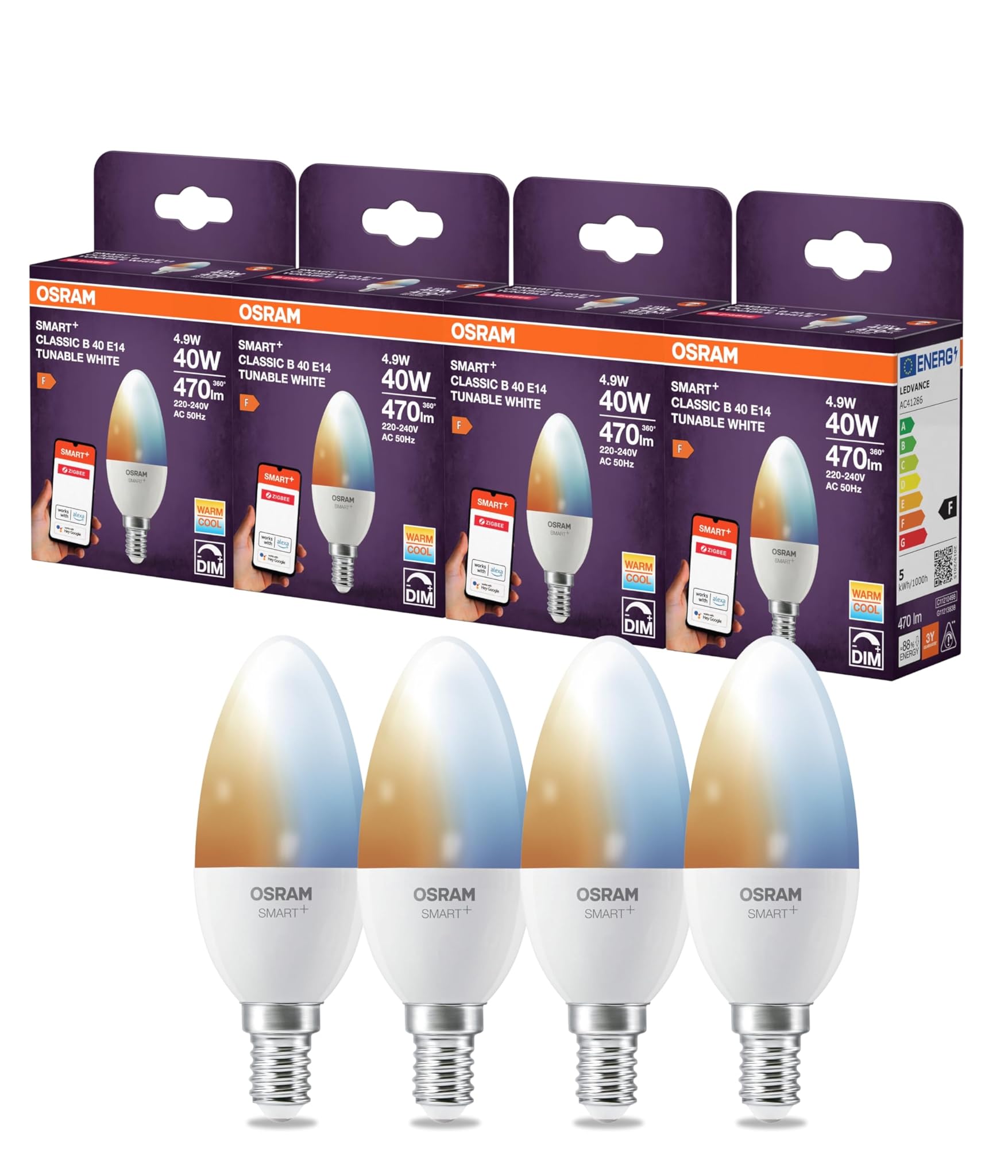 Osram Lampada LED SMART B40 E14 4,9W ZigBee (4-Pack)