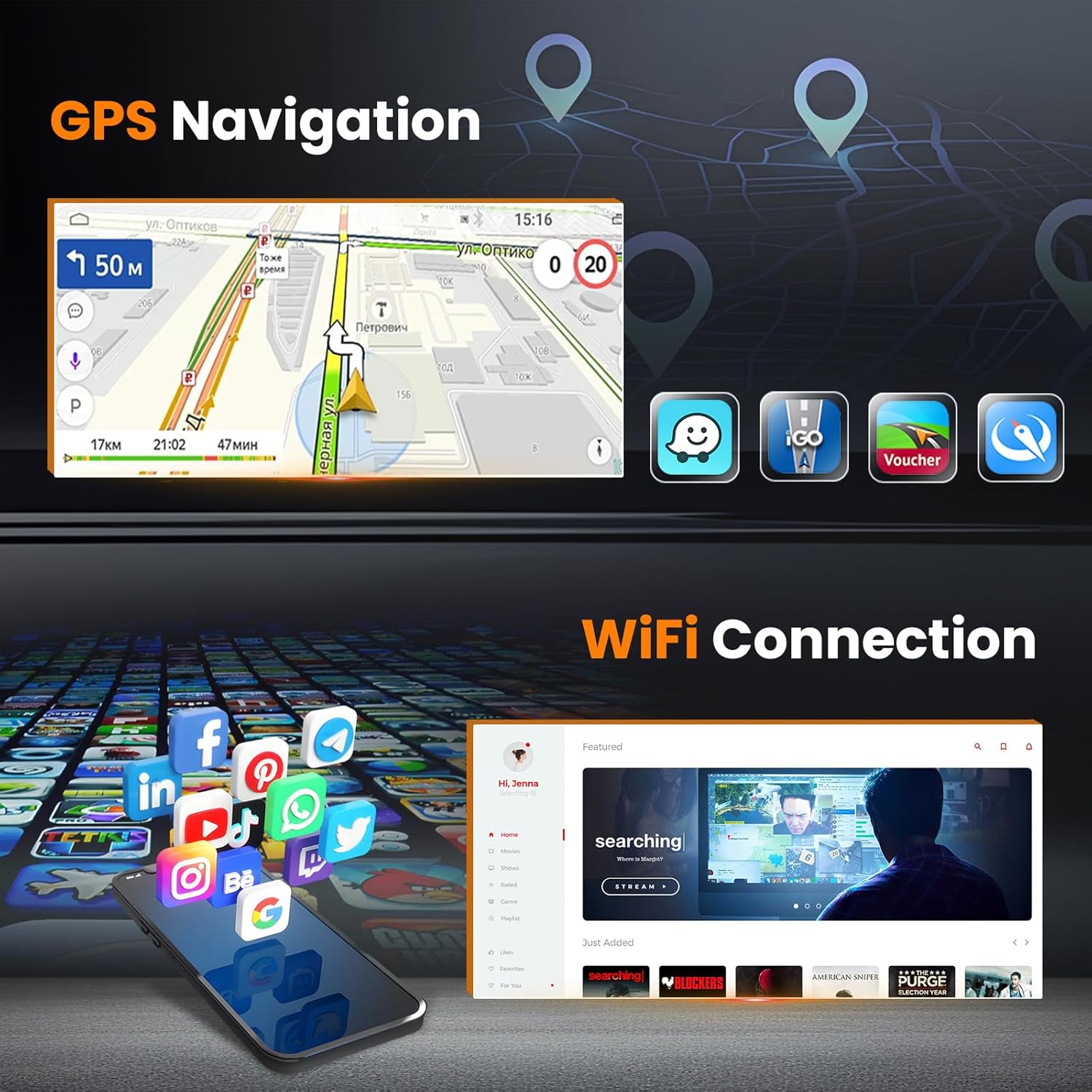 Fuluku 1 Din Android Autoradio 6.9" con Wireless Carplay - immagine 3