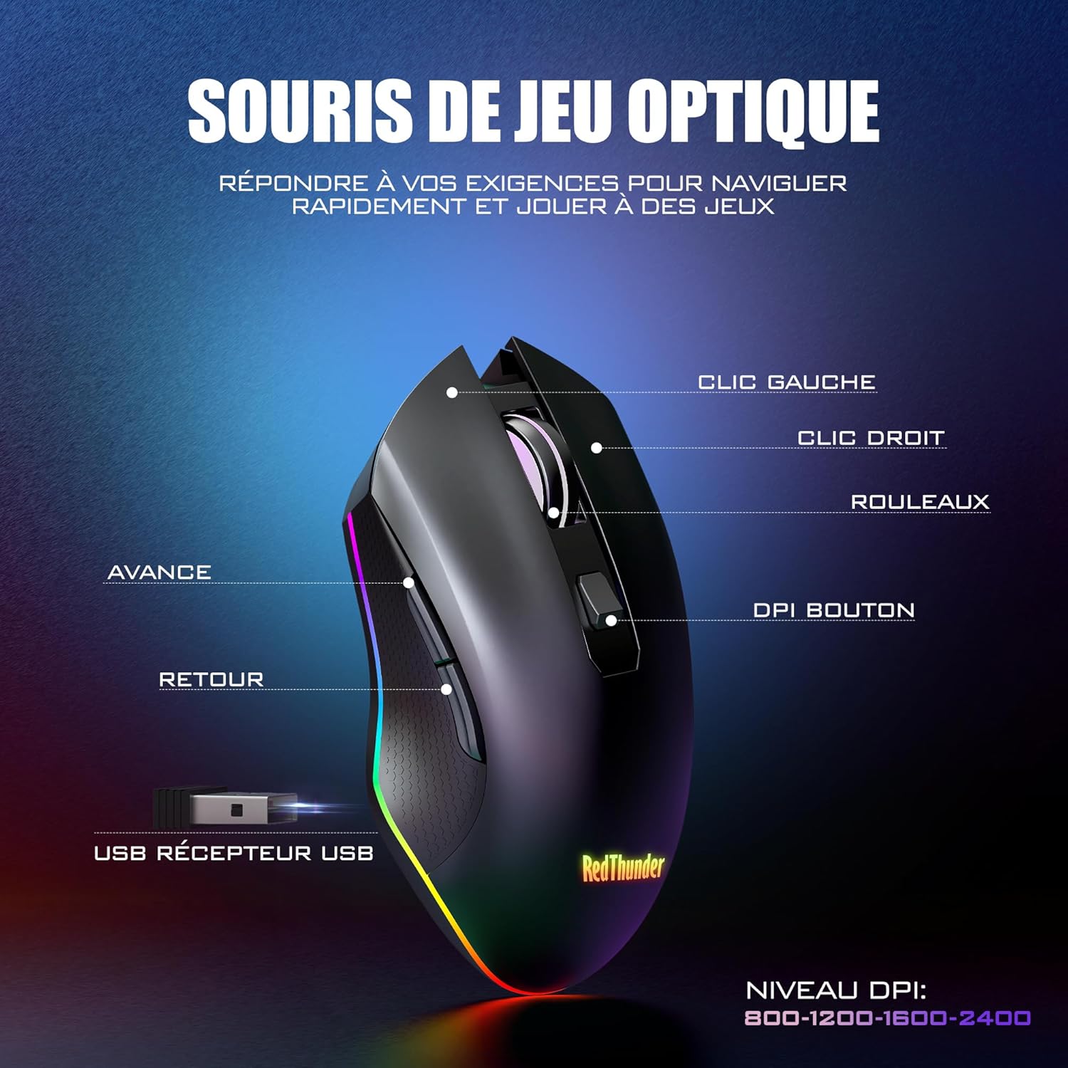 Redthunder K20-TKL - Tastiera e Mouse Wireless AZERTY - immagine 4