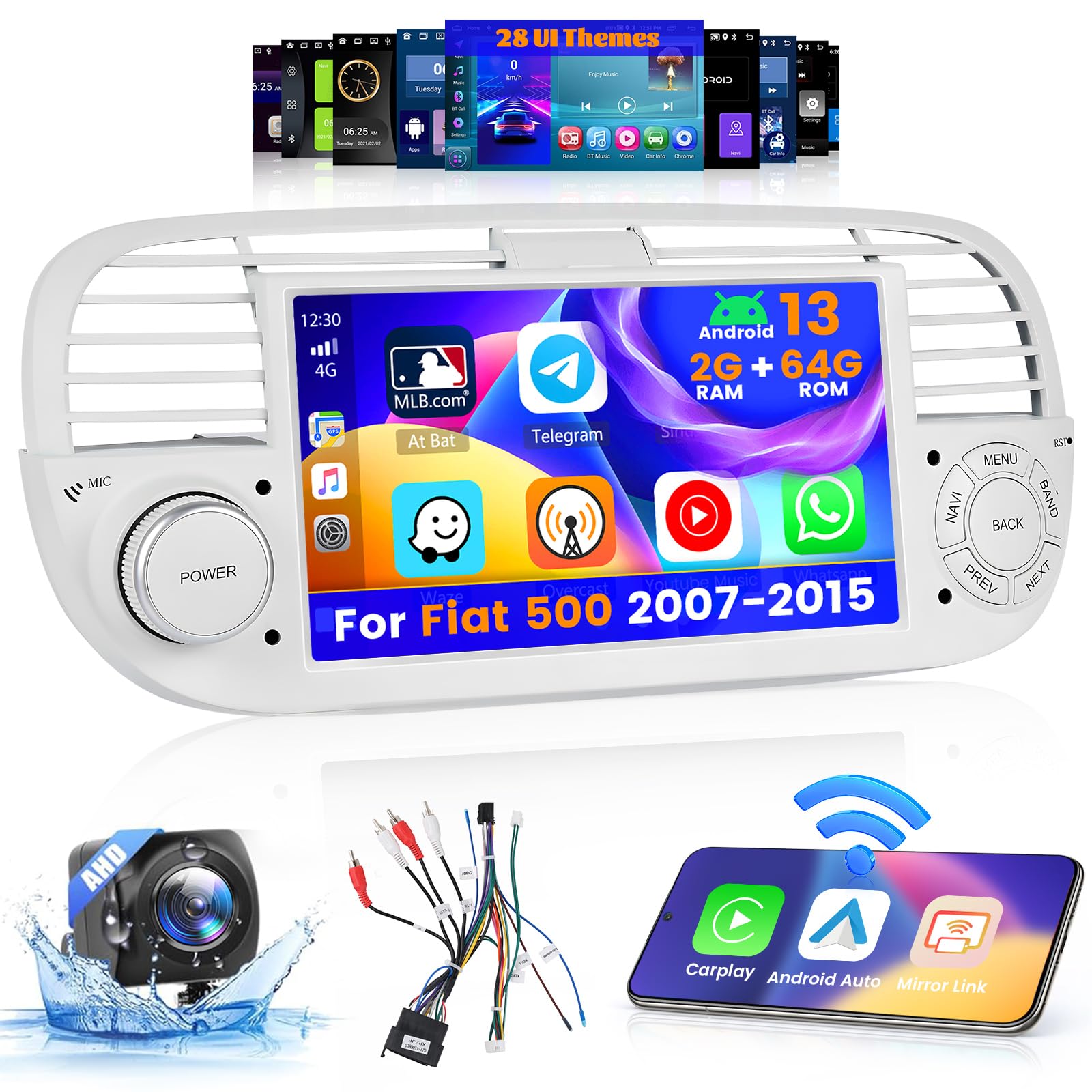 Inefala Autoradio Android 13 7" per Fiat 500 (2007-2015)