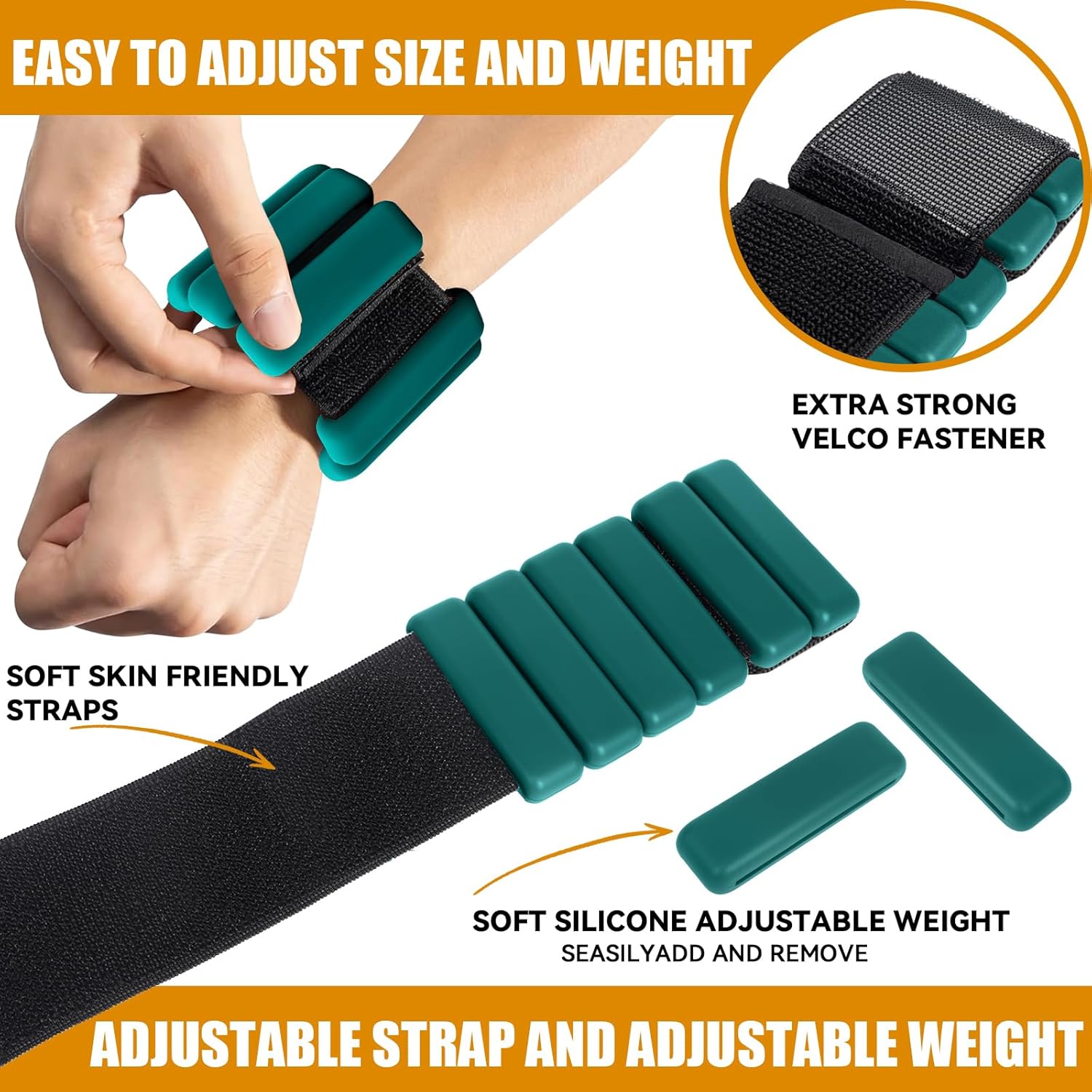 2 Pezzi Polsiere e Cavigliere Regolabili con Pesi - immagine 2