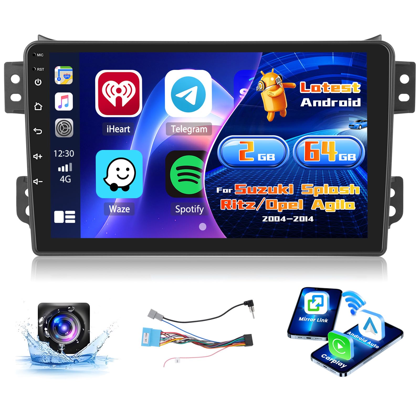 Autoradio Android 15 per Suzuki Splash Ritz/Opel Agila
