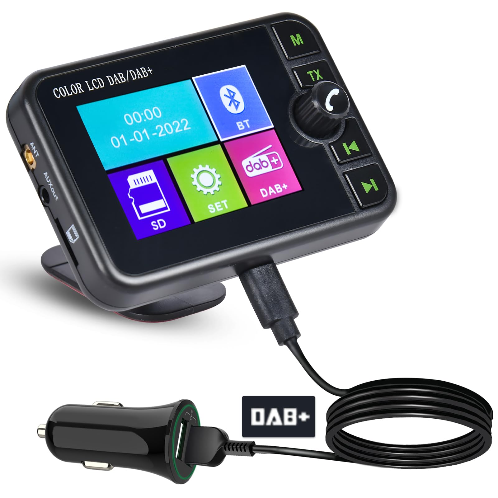 DAB Adattatore per Autoradio 2.4'' LCD Portatile