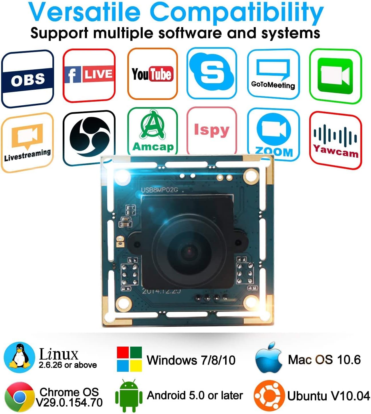 G Webcamera - Modulo Fotocamera USB 8 MP con IMX179 - immagine 3