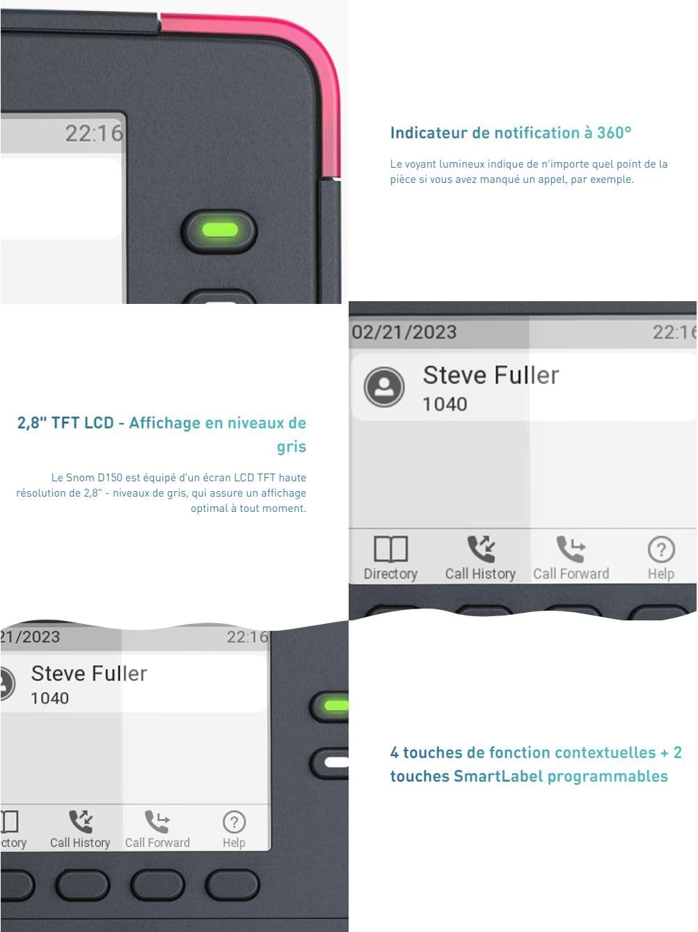 Snom D140 Telefono VoIP Fisso per Centralino, Grigio Ardesia - immagine 6