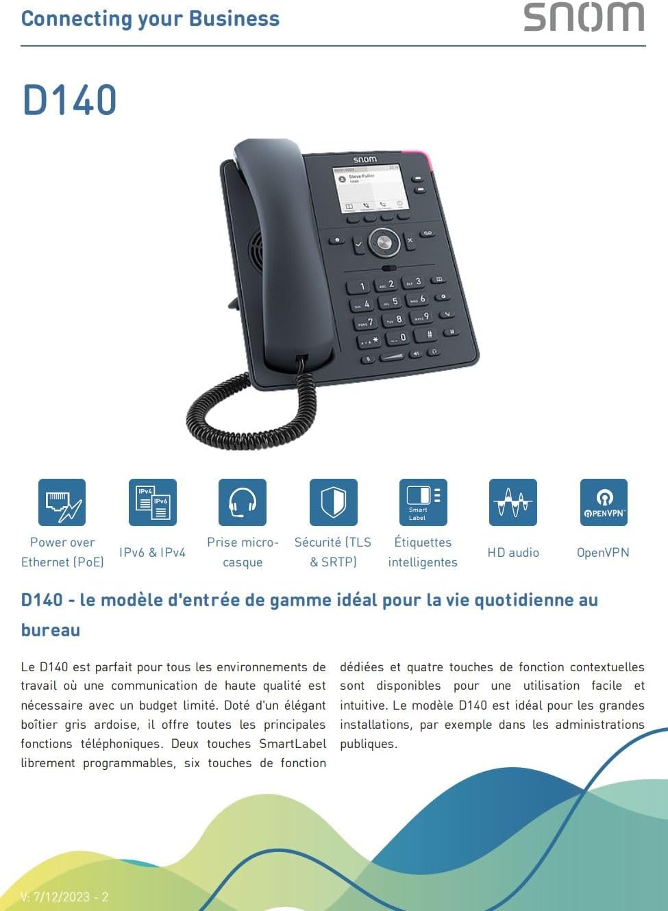 Snom D140 Telefono VoIP Fisso per Centralino, Grigio Ardesia - immagine 8