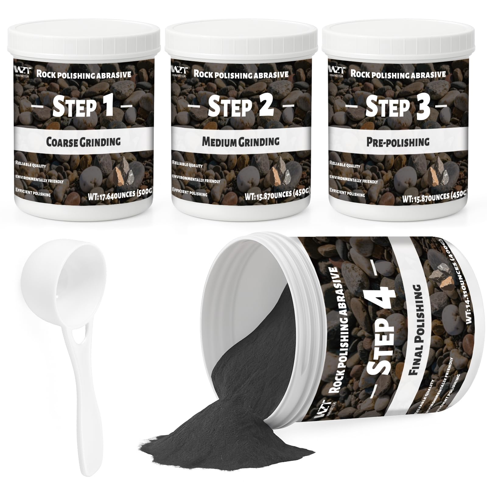 Wan2tlk Rock Tumbler Grit and Polish Refill Kit 2 kg