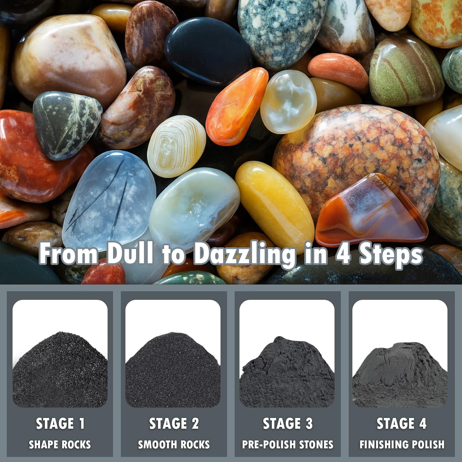 Wan2tlk Rock Tumbler Grit and Polish Refill Kit 2 kg - immagine 5