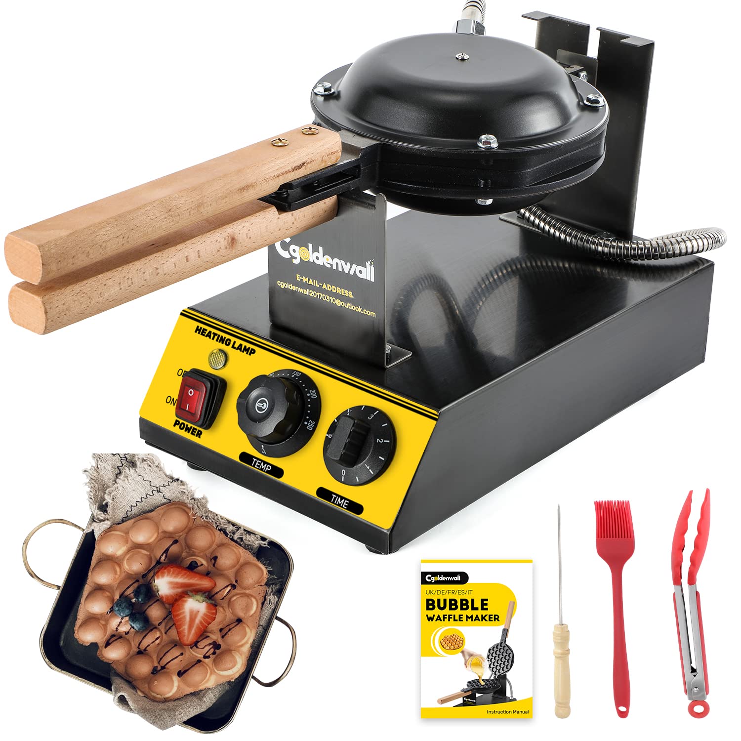 Cgoldenwall Piastra per Bubble Waffle Elettrica 1400W