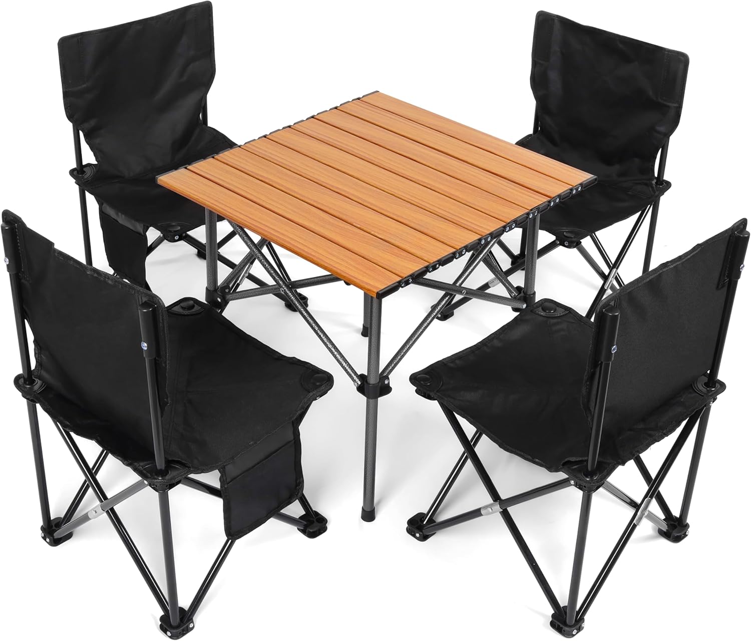 Belle Vous Set Campeggio 5 Pezzi con Sedie e Tavolo Neri