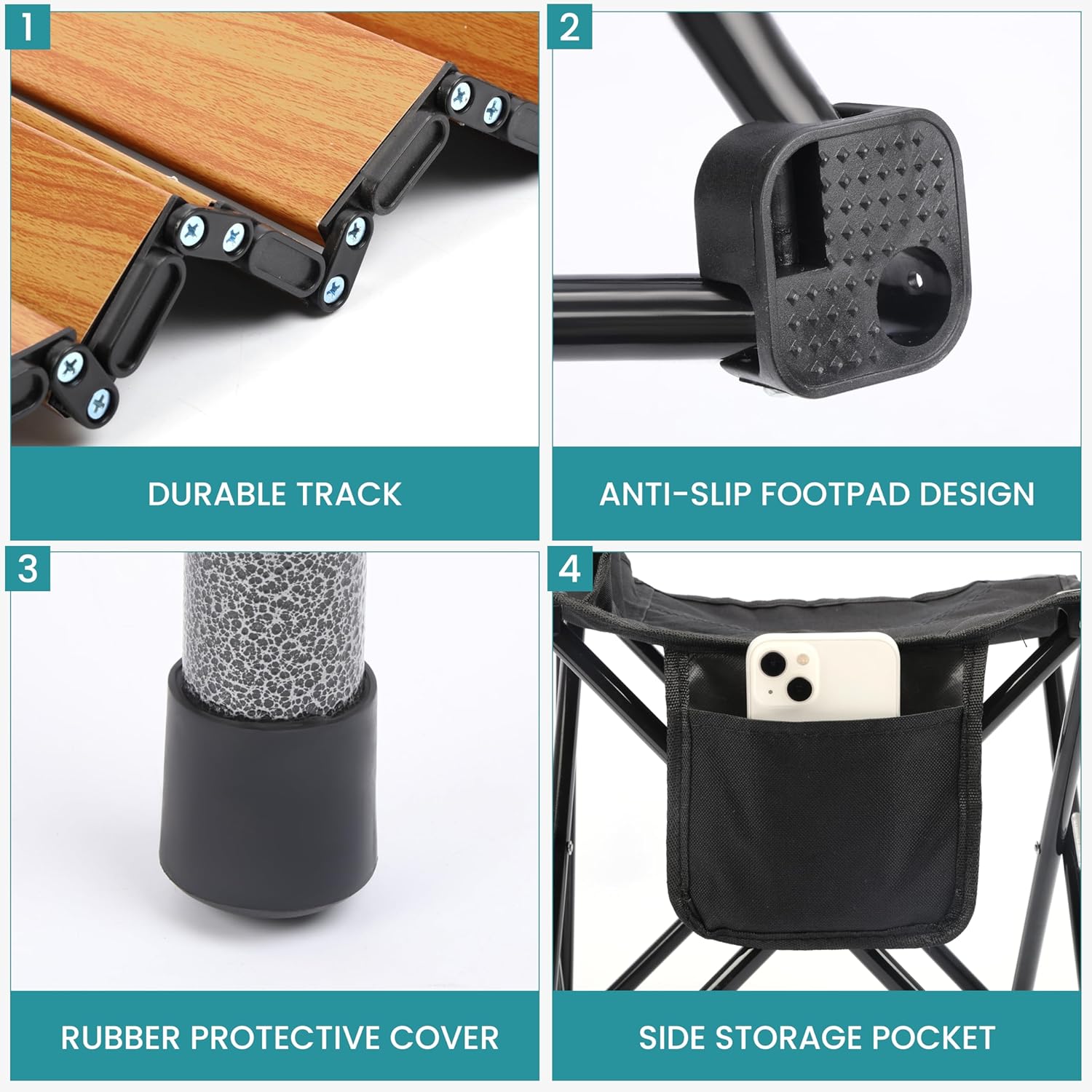 Belle Vous Set Campeggio 5 Pezzi con Sedie e Tavolo Neri - immagine 3