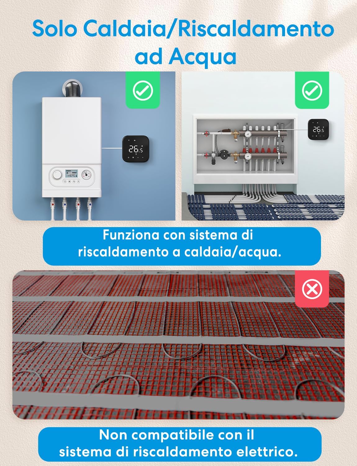 Meross Matter Termostato WiFi Smart Caldaia, Nero - immagine 2