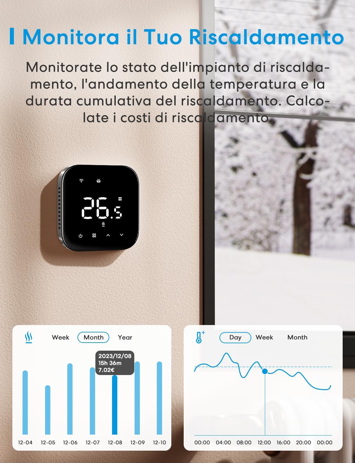 Meross Matter Termostato WiFi Smart Caldaia, Nero - immagine 7