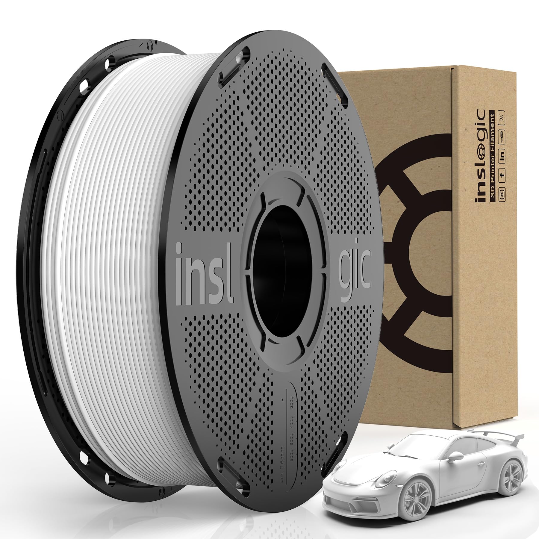 Inslogic Filamento PLA Opaco Bianco 1.75mm 1kg