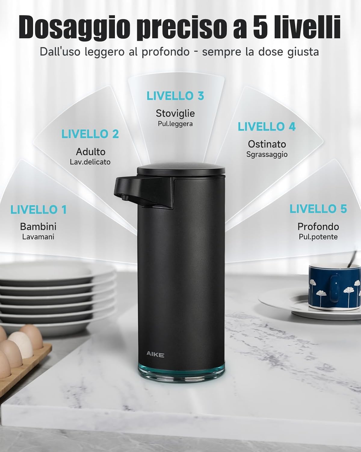 Aike SensePro Dispenser Sapone Automatico 380ml - immagine 5