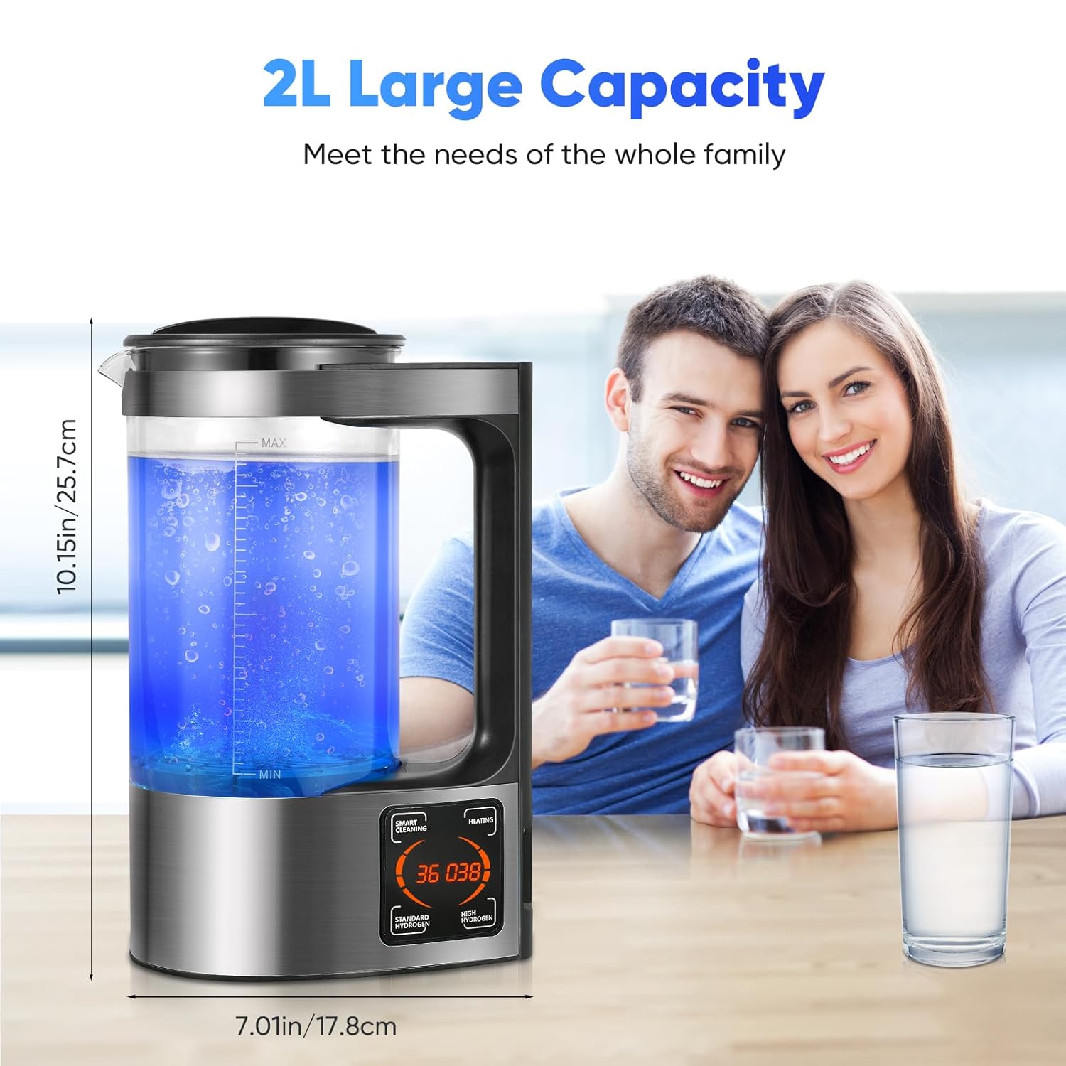 Jradse Generatore Acqua Idrogenata 2L Portatile - immagine 6