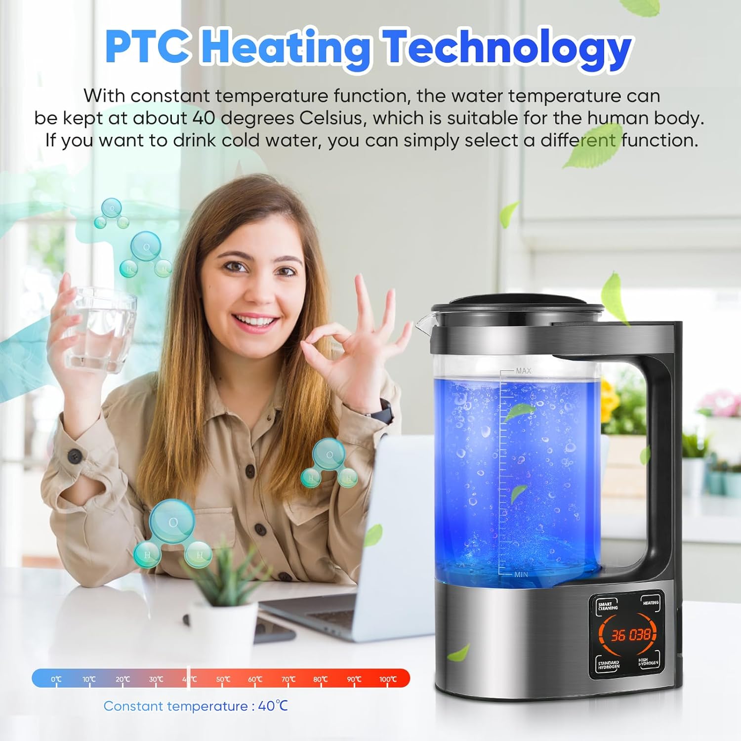 Jradse Generatore Acqua Idrogenata 2L Portatile - immagine 7