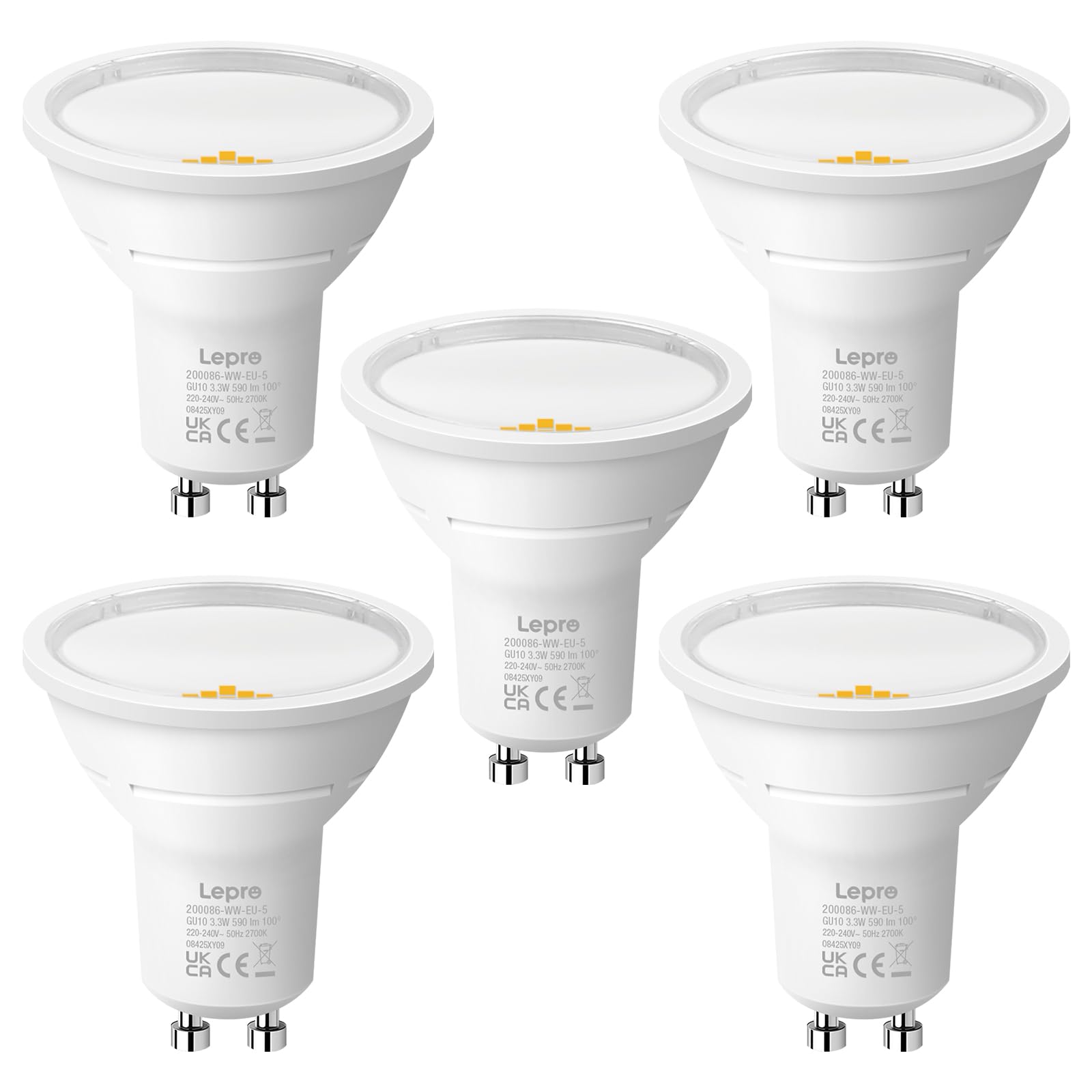 Lepro Lampadina LED GU10 2700K 590lm (5 Pezzi)