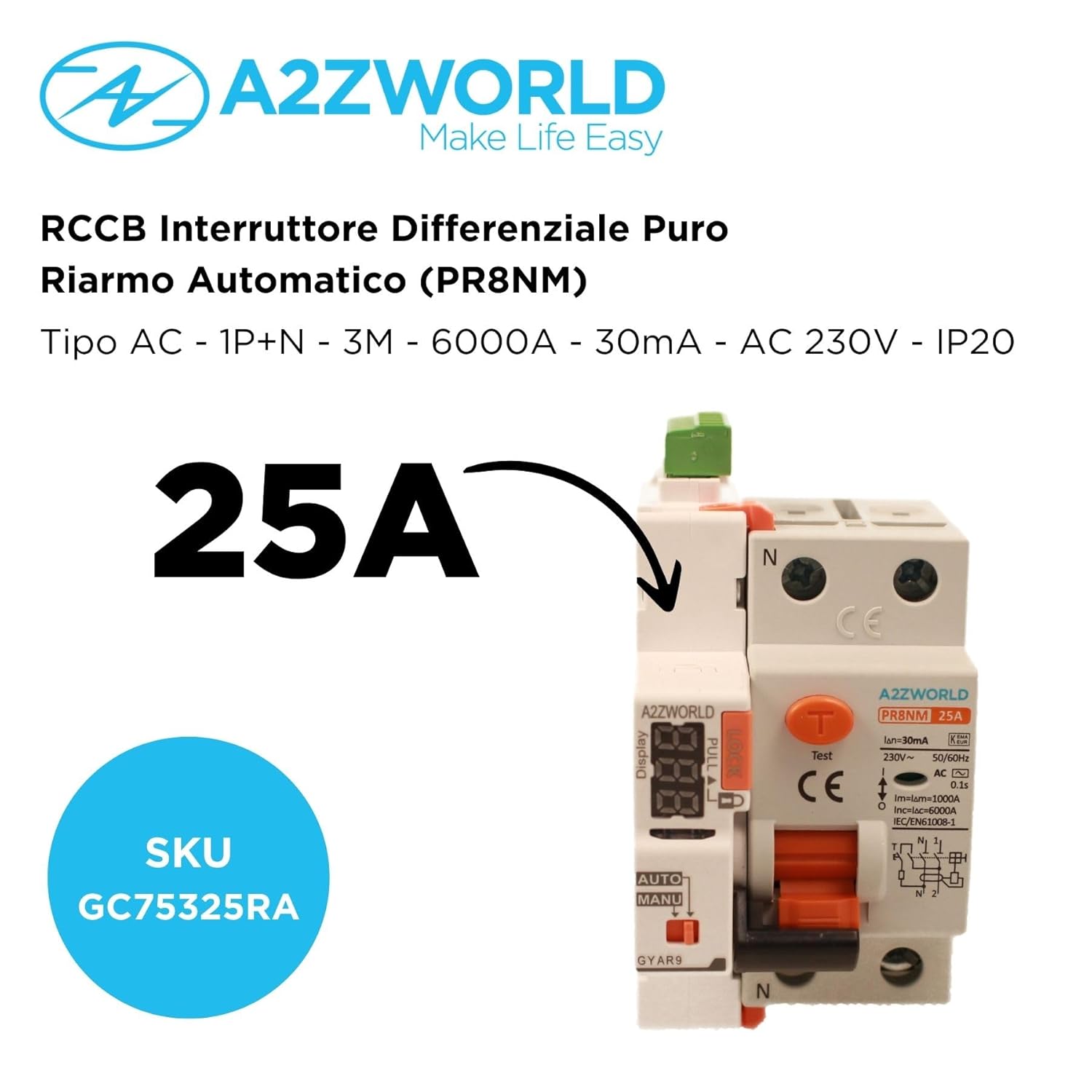 Interruttore Differenziale Riarmo Automatico 25A - immagine 2