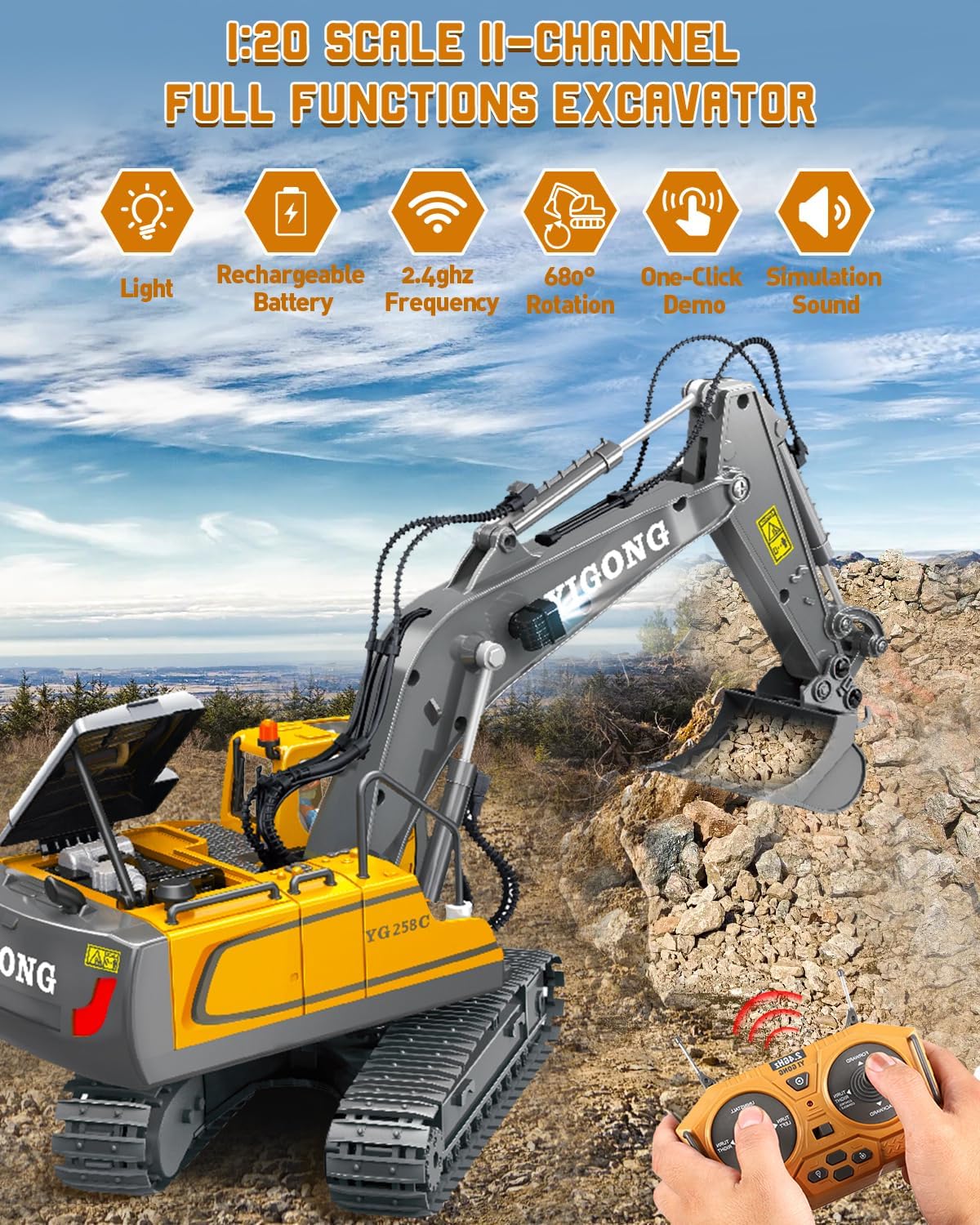 Trulloyoo Escavatore Telecomandato RC 11 Canali - immagine 5