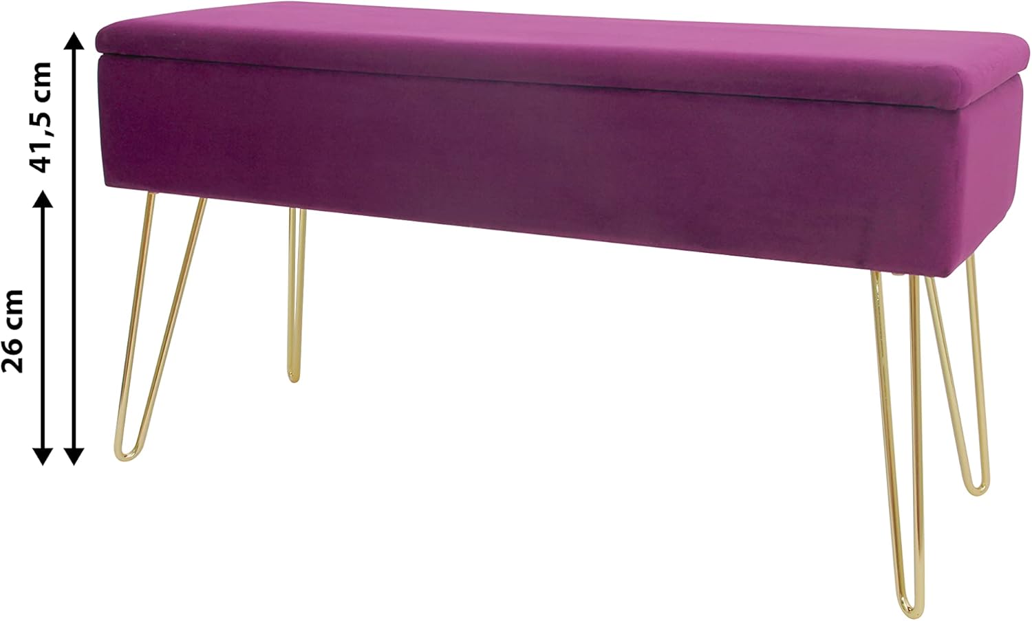 ECHTWERK Panca Scarlett, Misto Poliestere, Bacca, 75 x 30 x 42 cm - immagine 3