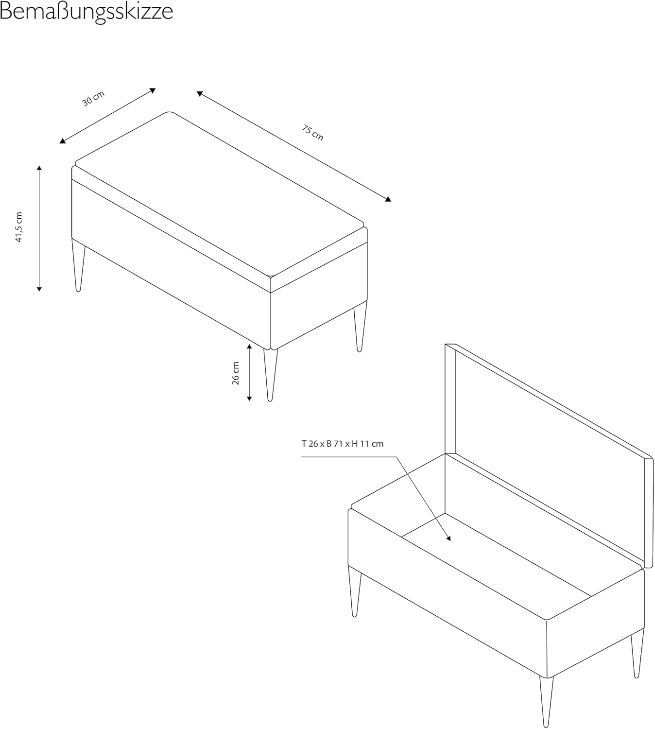 ECHTWERK Panca Scarlett, Misto Poliestere, Bacca, 75 x 30 x 42 cm - immagine 8