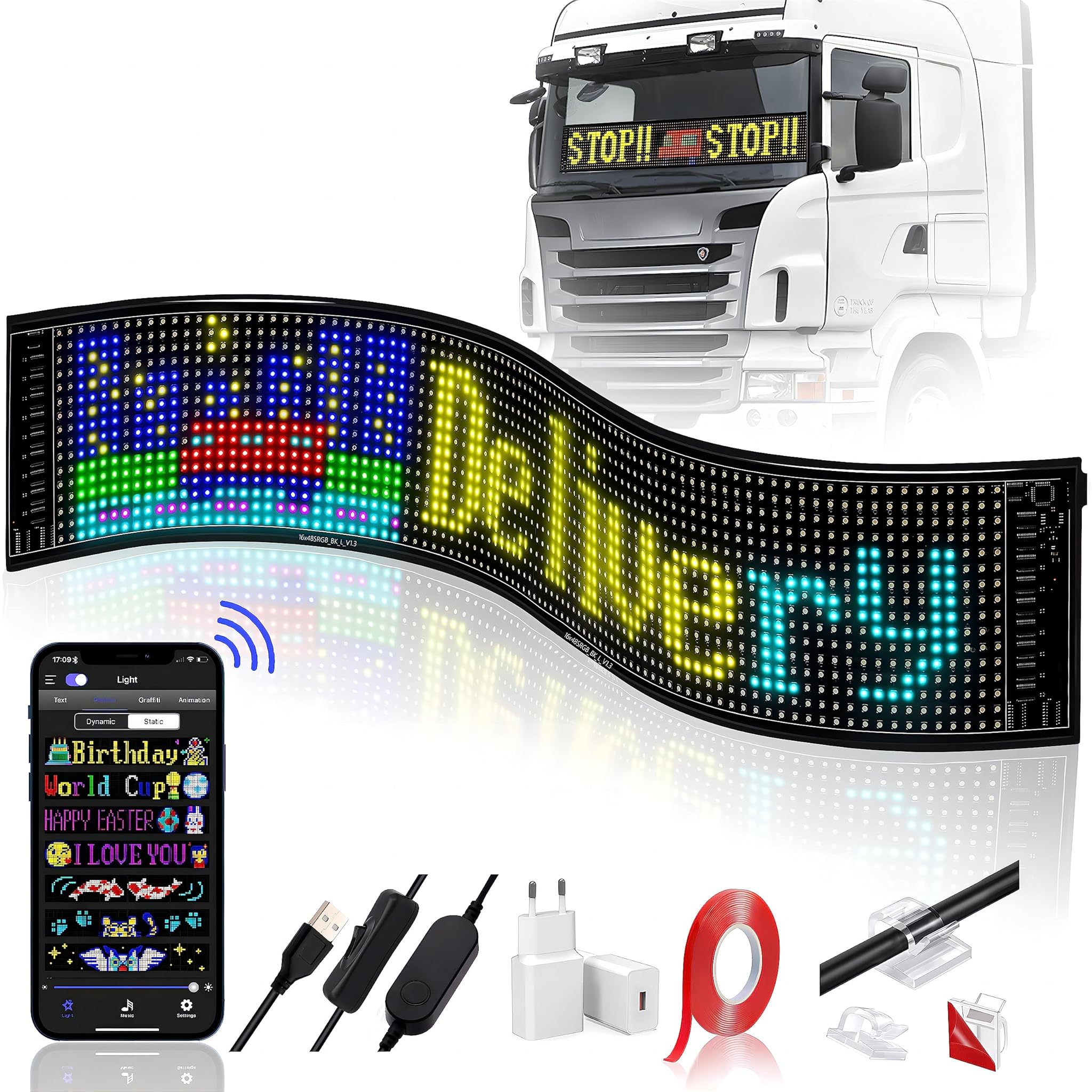 Jdvootd Cartello LED Programmabile 59x12cm