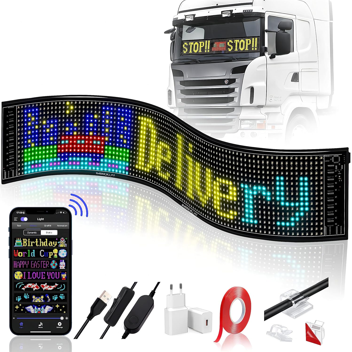 Jdvootd Cartello LED Programmabile 59x12cm - immagine 1