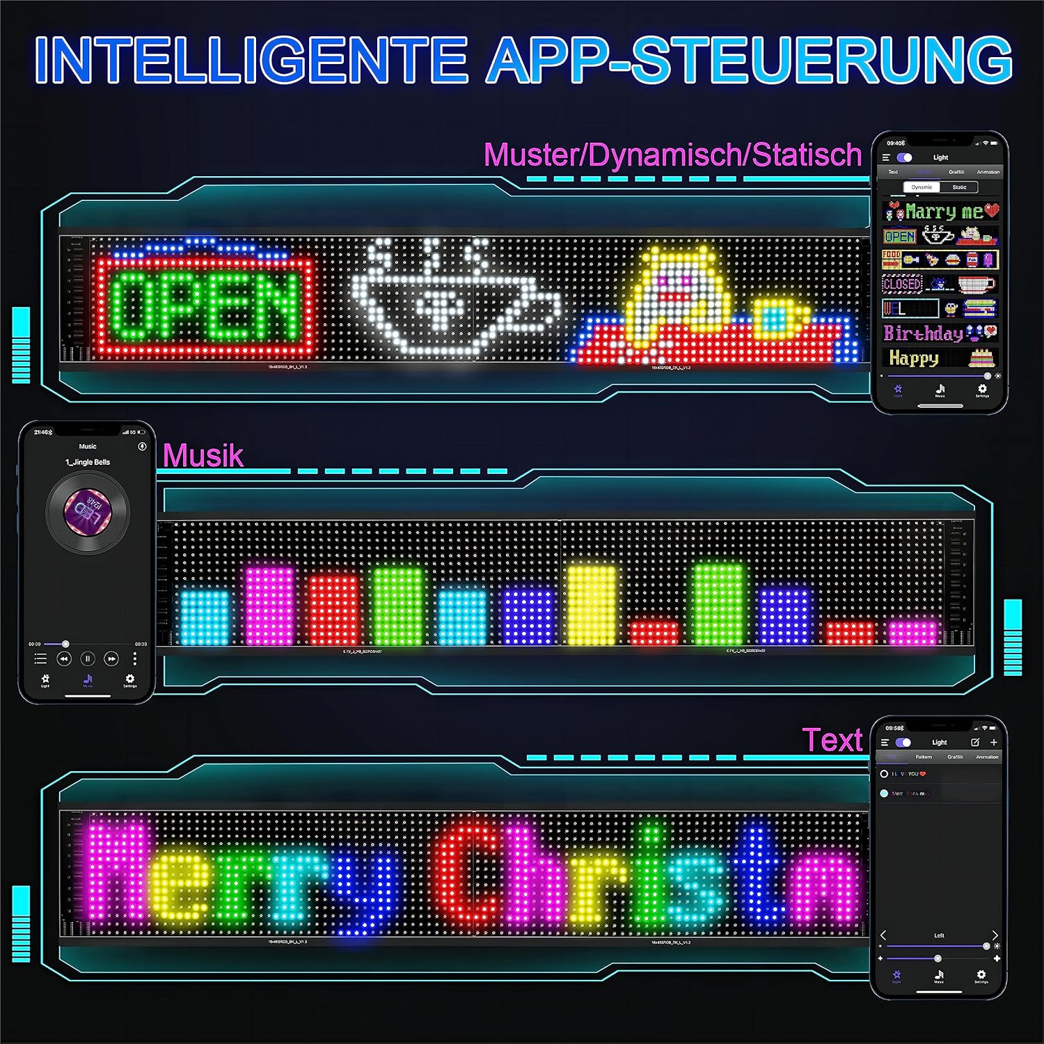 Jdvootd Cartello LED Programmabile 59x12cm - immagine 2