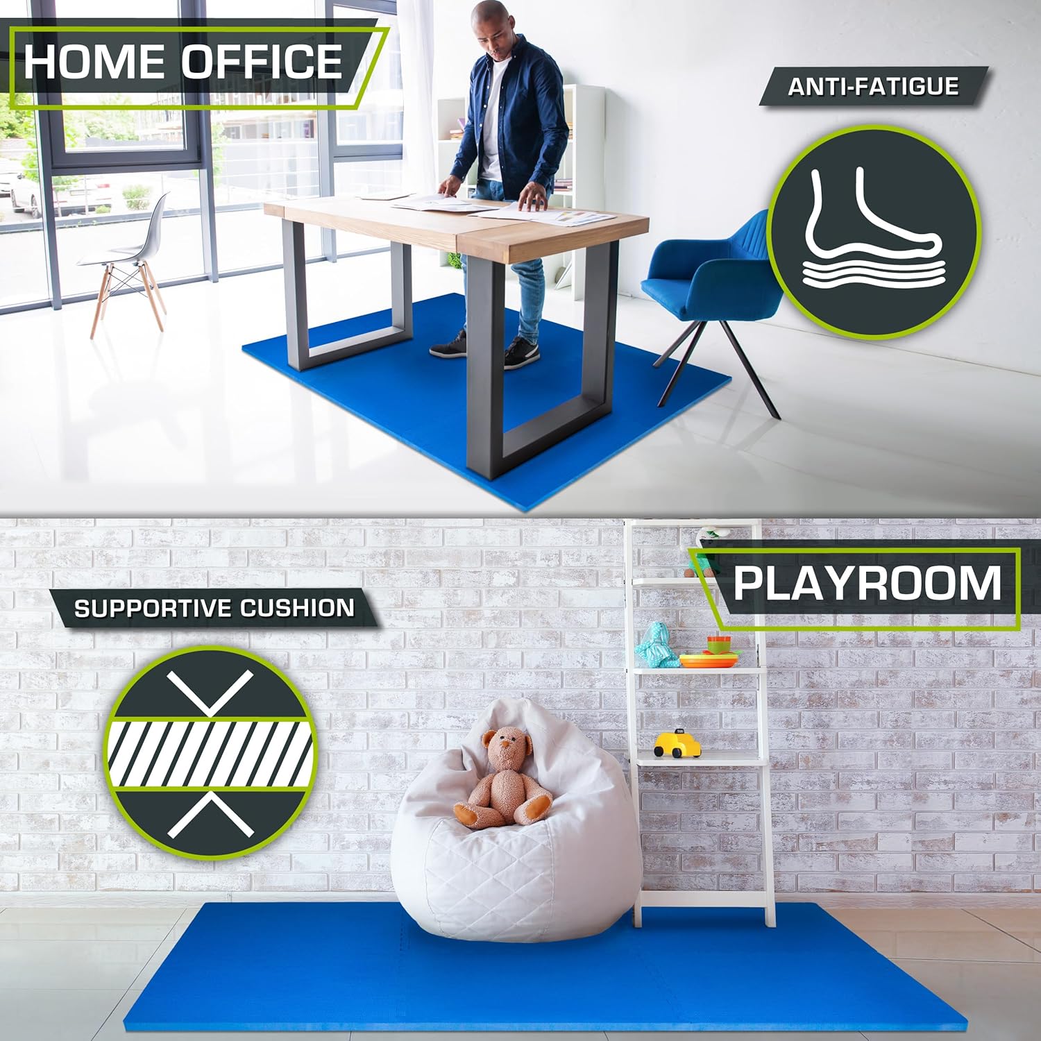 Prosourcefit Weaved Pattern Exercise Puzzle Mat 1-inch, Blue - immagine 4