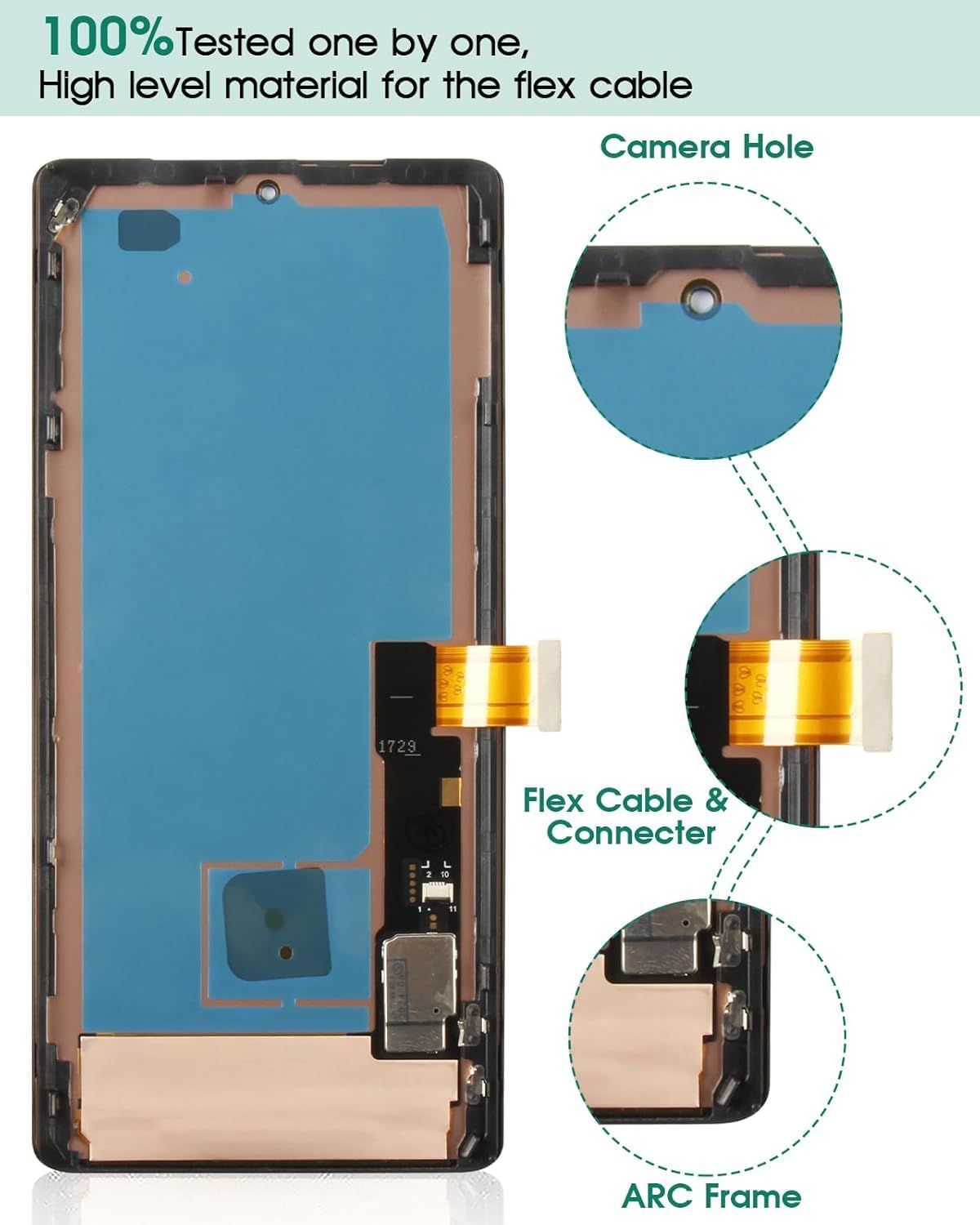 Display LCD OLED per Google Pixel 7 Pro 5G, Nero - immagine 6