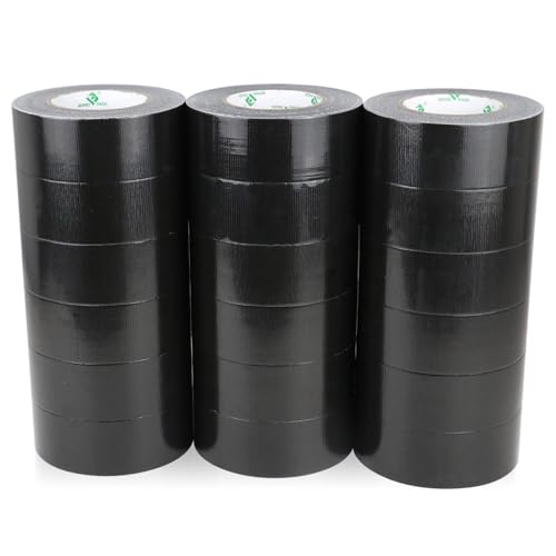 Bomei Pack Nastro Adesivo in Tessuto Nero 50mm x 50m