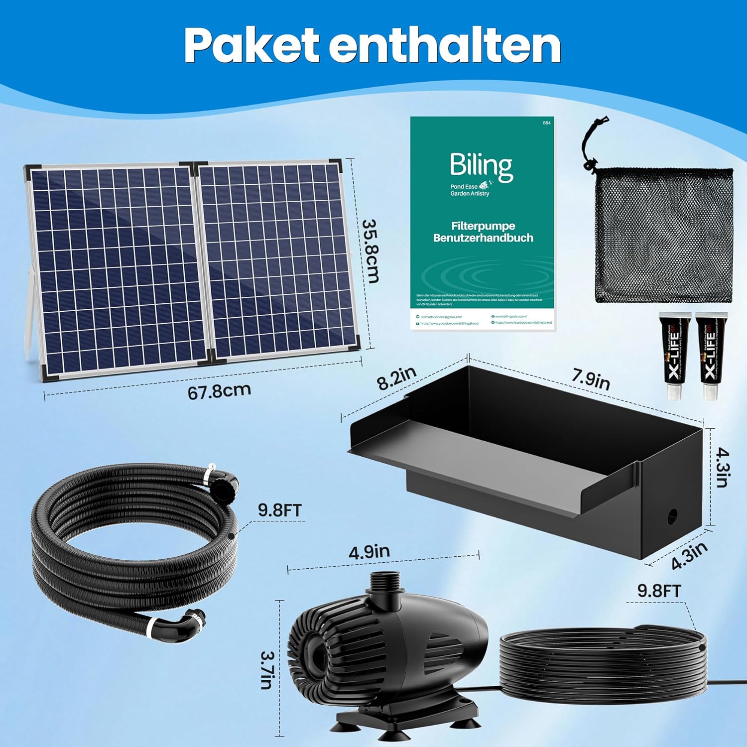 Biling Set Cascata per Laghetto Solare 70W 30cm - immagine 5