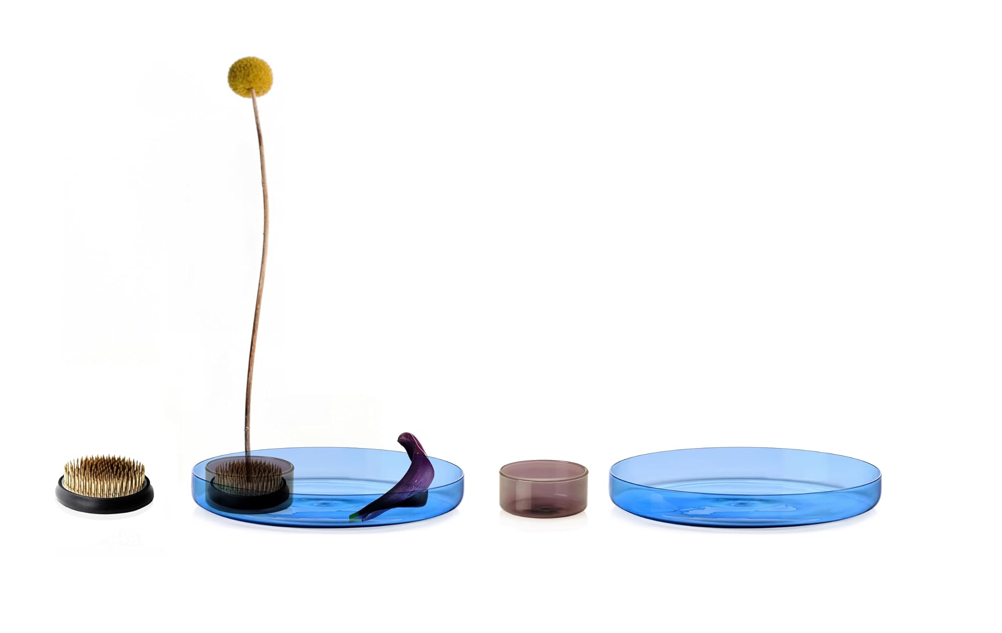 Ichendorf Milano Set 2 Vassoi in Vetro + Flower Frog Ottone