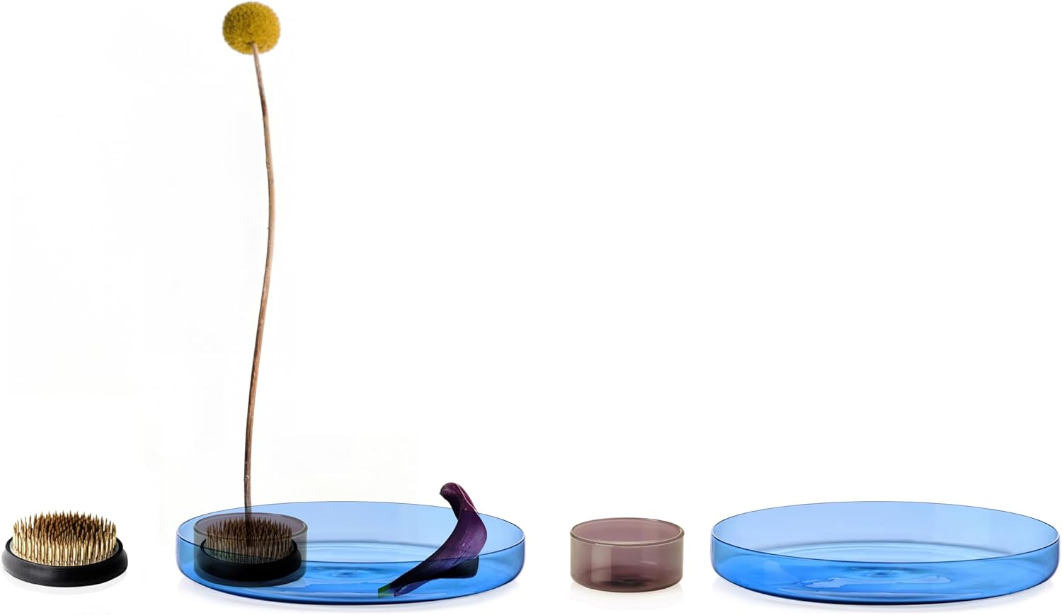 Ichendorf Milano Set 2 Vassoi in Vetro + Flower Frog Ottone - immagine 1