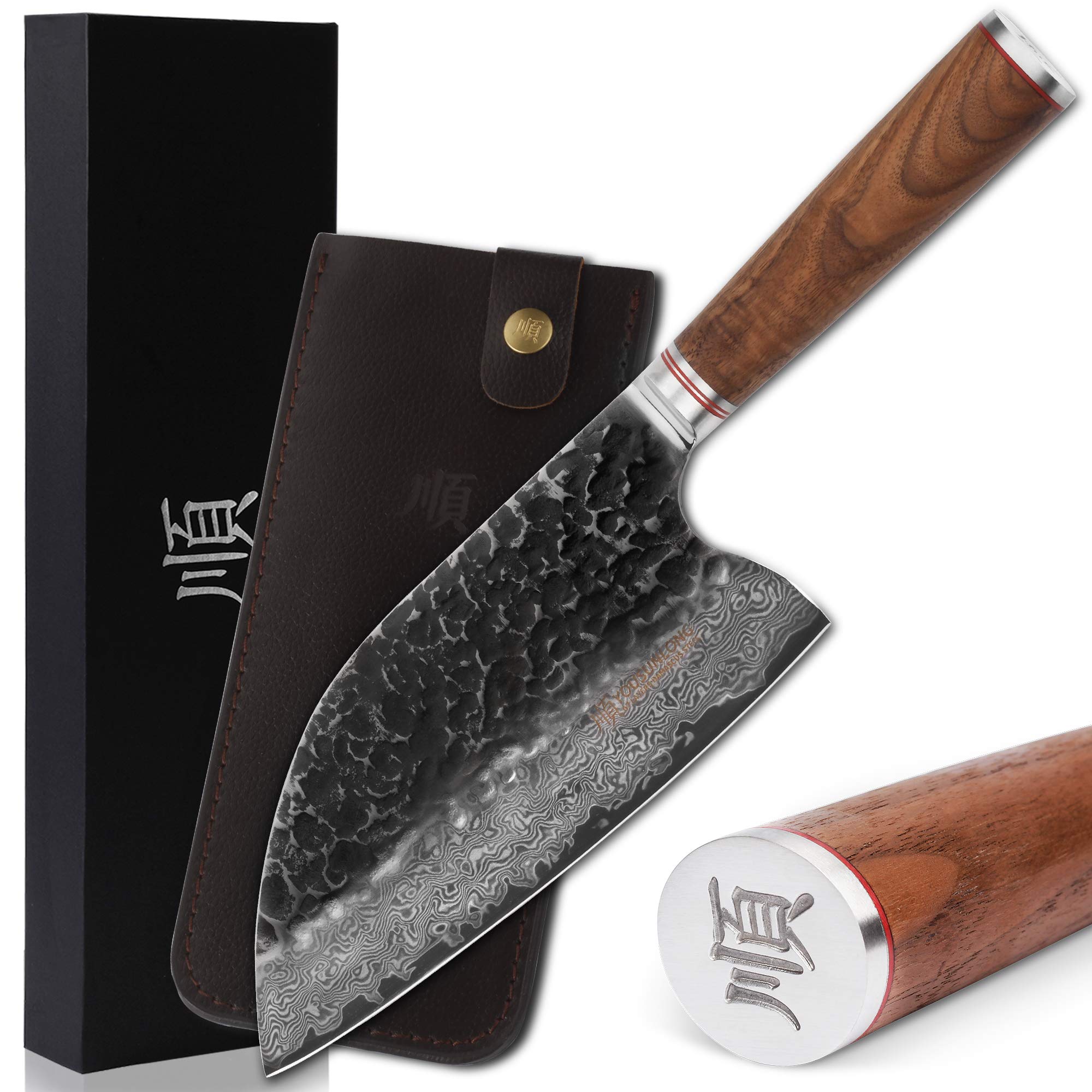 Yousunlong Coltello da Chef Mannaia 204mm Damasco