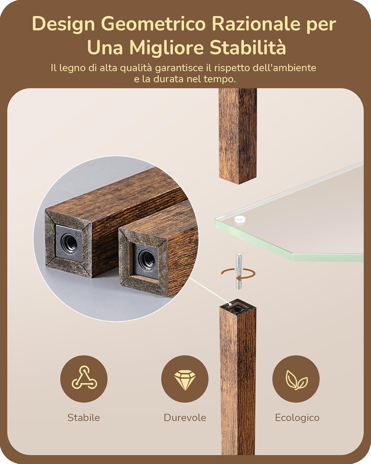 EDISHINE Lampada da Terra con Mensole in Vetro, Nera - immagine 7