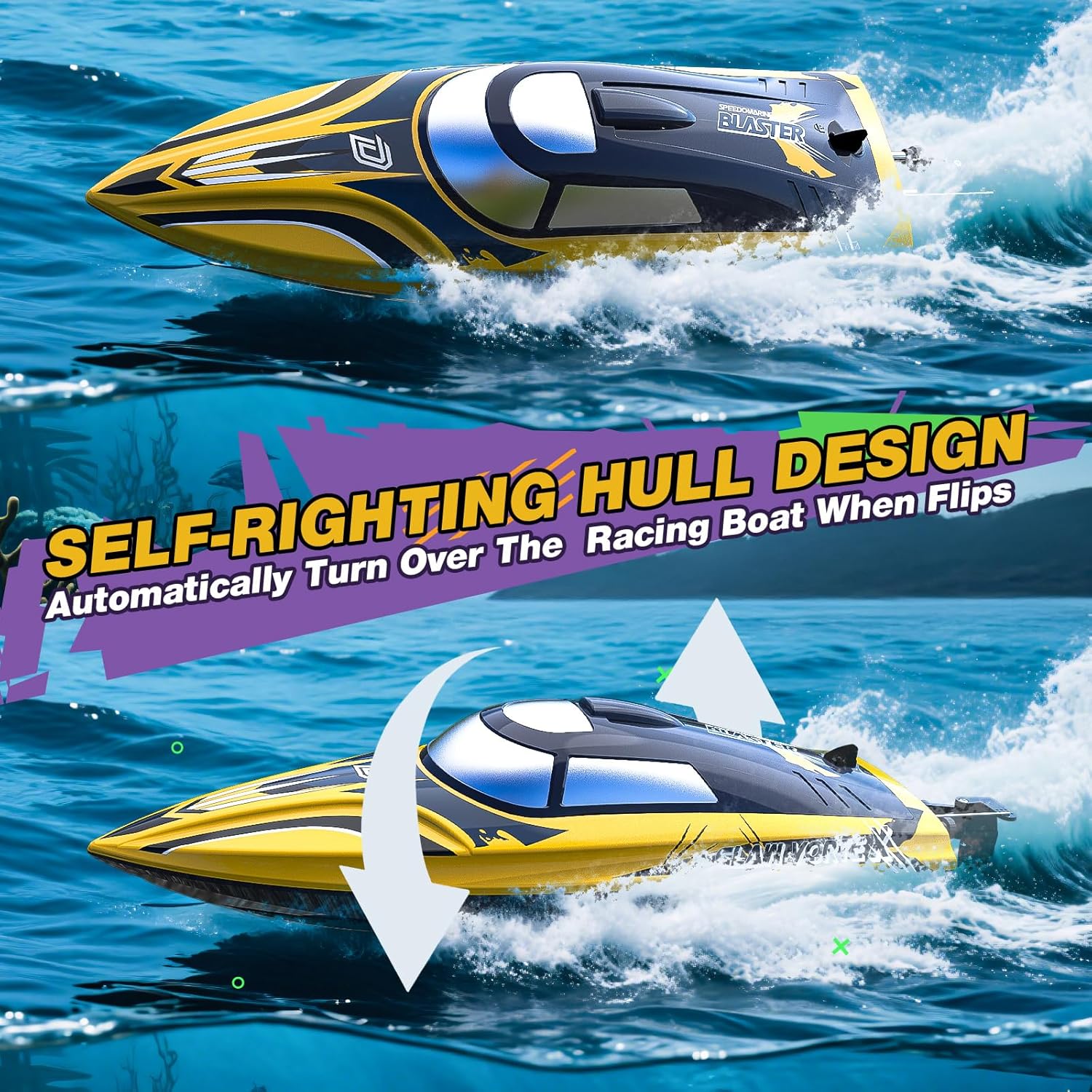 DEERC Barca RC Veloce 14" con LED 20+ MPH - immagine 3