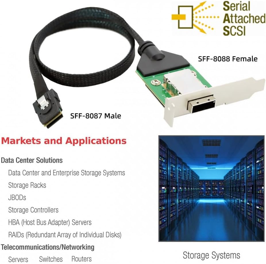 Cy Cavo di prolunga Mini SAS SFF-8088 maschio/femmina - immagine 3