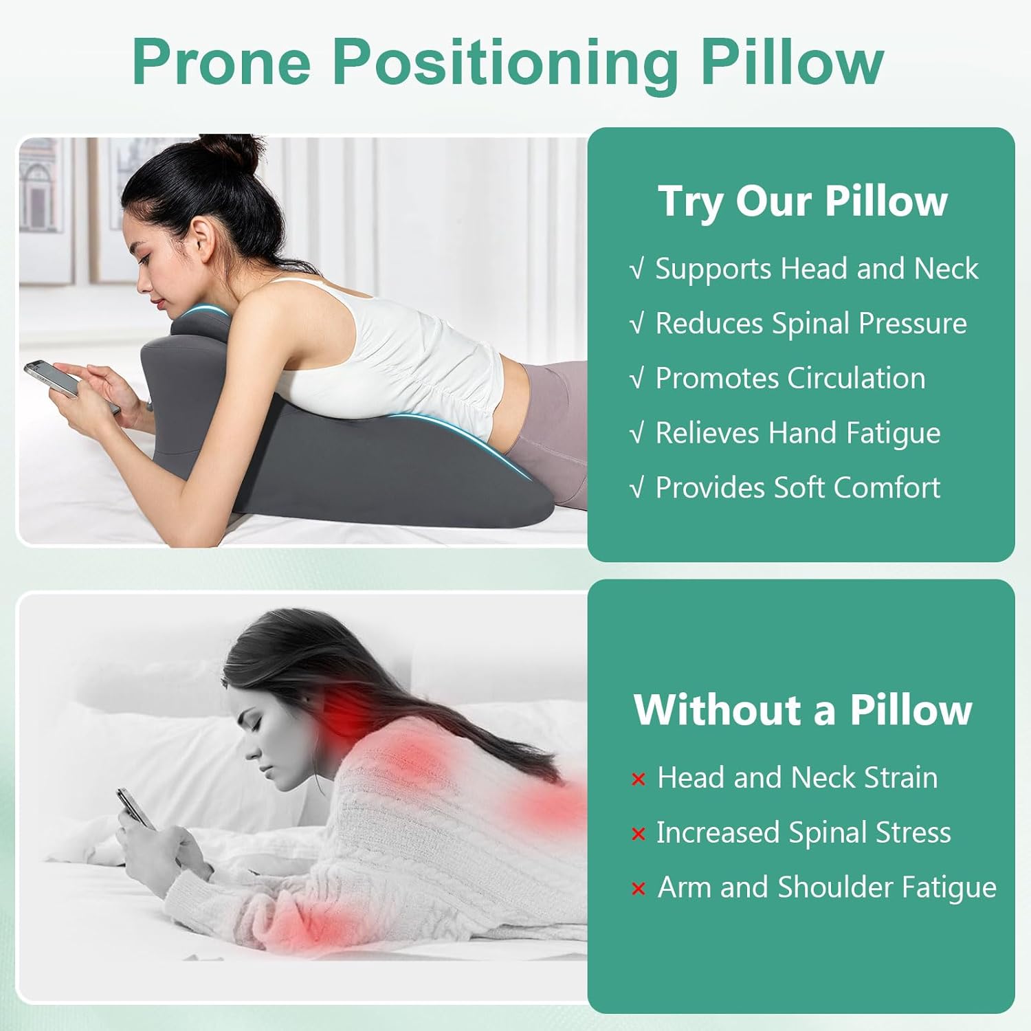 Cuscino a Cuneo in Memory Foam 58cmx38cm - immagine 3