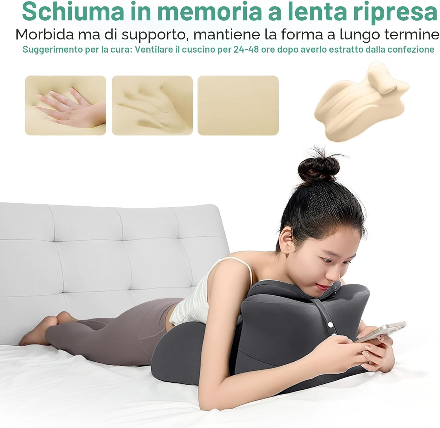 Cuscino a Cuneo in Memory Foam 58cmx38cm - immagine 5